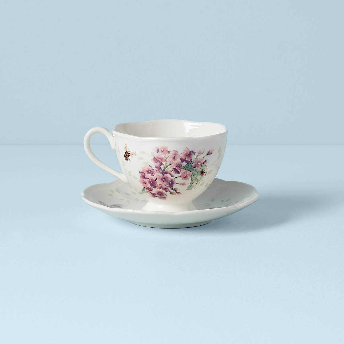 Butterfly Meadow Orange Sulphur Tea Cup and Saucer Set - Elegant Floral Porcelain Tea Set for Afternoon Tea, Gift, and Home Decor
