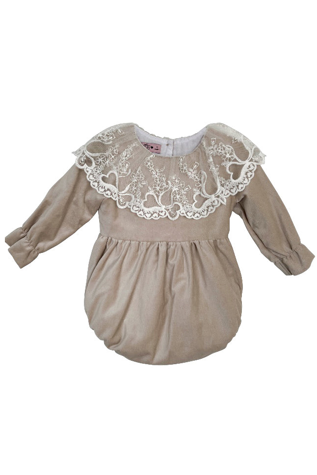 Vera Stone Velvet Lace Romper for Women - Elegant Summer Jumpsuit with Floral Lace Trim, Comfortable Stretchy Fabric - Perfect for Beach Vacations, Date Nights & Outdoor Parties