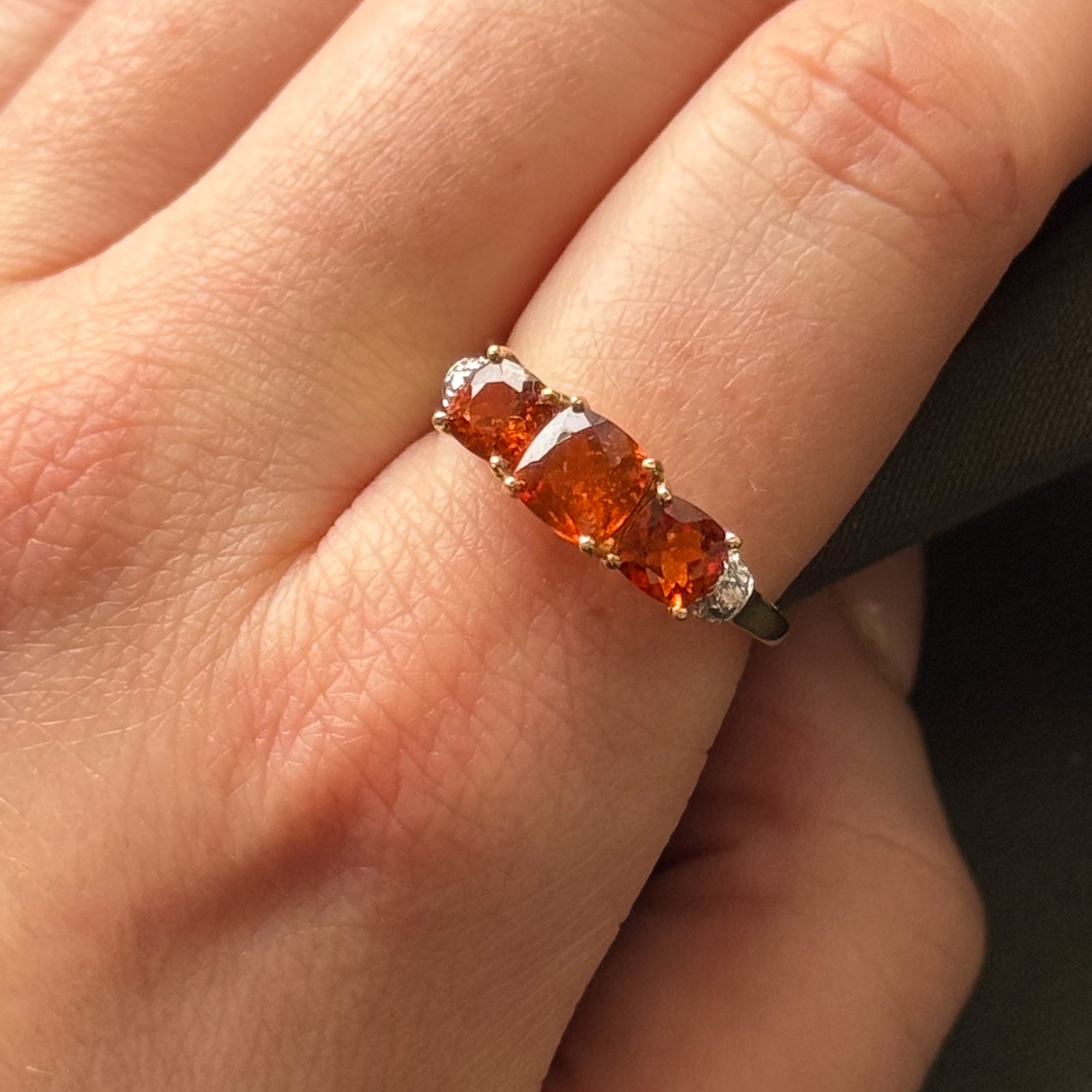 Hessonite Garnet and Diamond Ring 3.00ct Natural Gemstone 0.01ctw White Diamond 925 Sterling Silver Size 7.75 | Elegant Jewelry Gift for Women, Anniversary, Engagement, Wedding, Valentine's Day