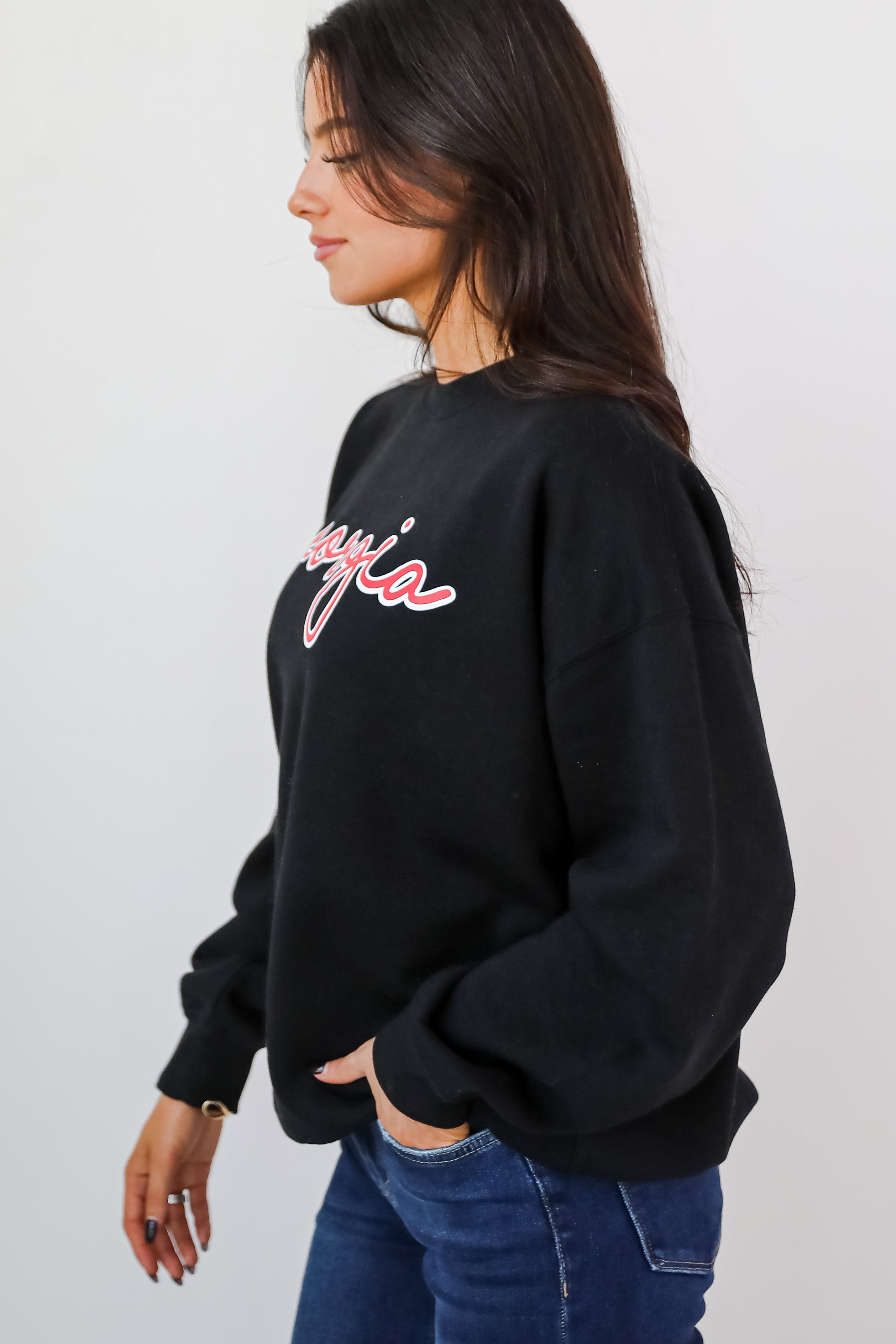 Black Georgia Bulldogs Script Sweatshirt - Comfortable & Stylish College Fan Apparel for Game Day, Tailgating & Casual Wear
