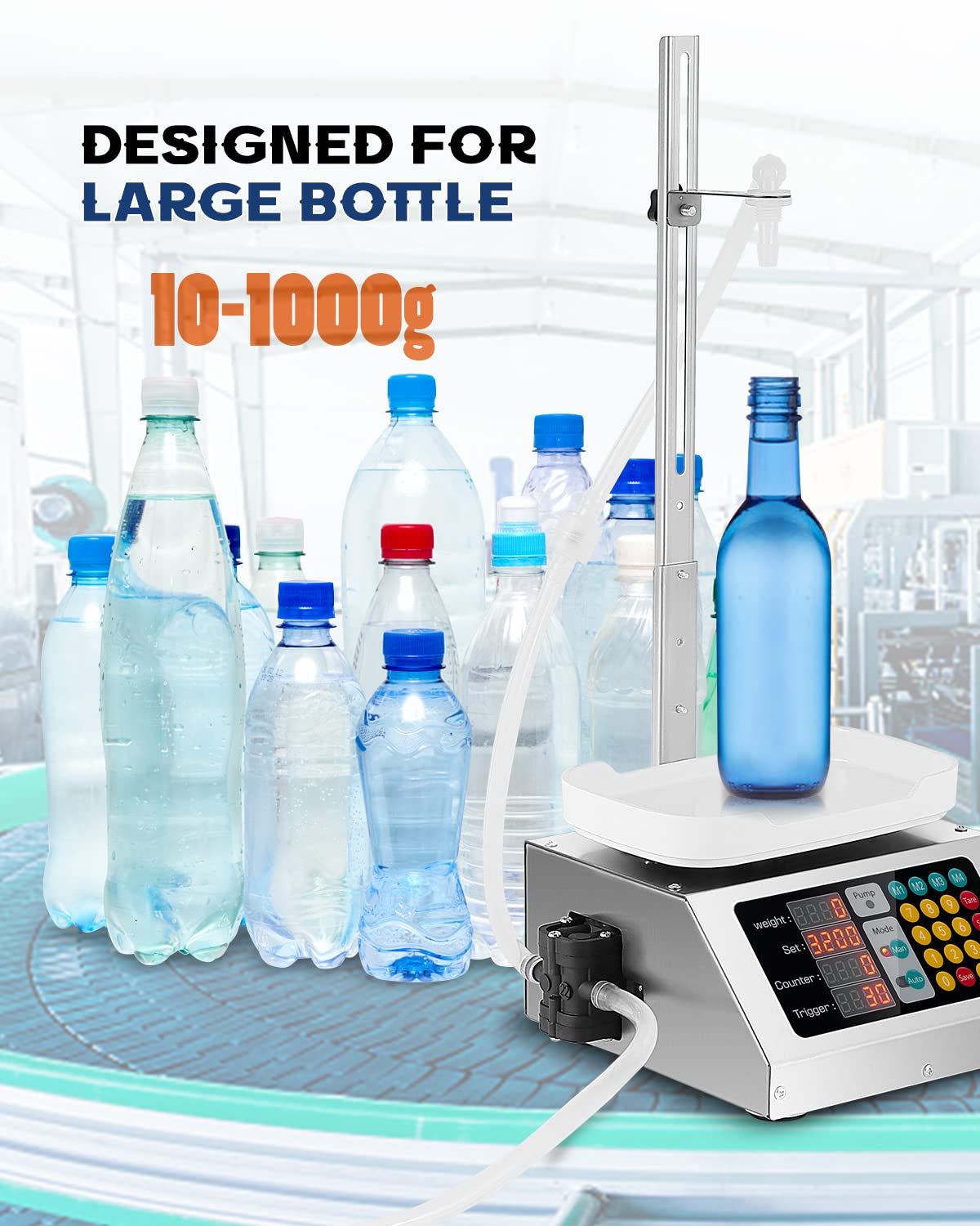 Hanchen Digital Liquid Filling Machine 10g-3kg Capacity | Bottle Filler with Weighing System | for MCT Oil, Milk, Beverage, Juice | 110V-220V (US Plug) | Perfect for Small Business & Home DIY Production