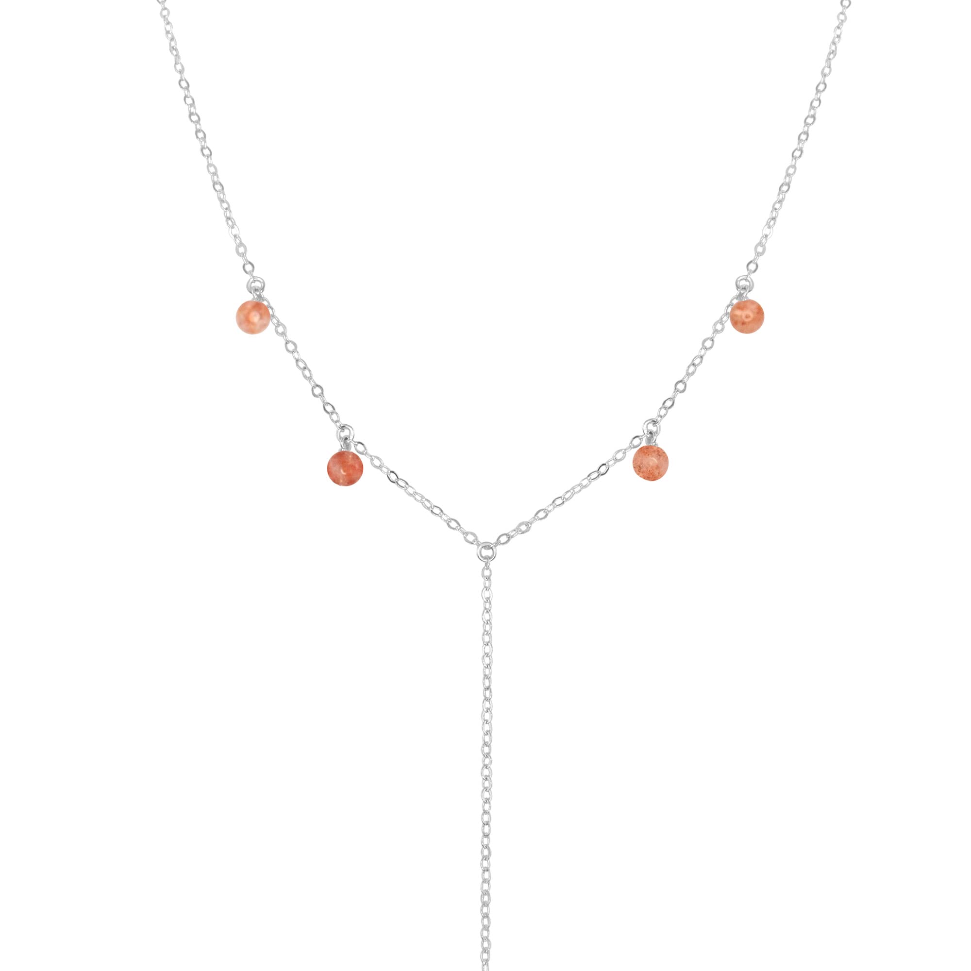 Sunstone Boho Y Necklace in Sterling Silver - Handmade Bohemian Jewelry for Women | Perfect for Layering, Everyday Wear & Special Occasions