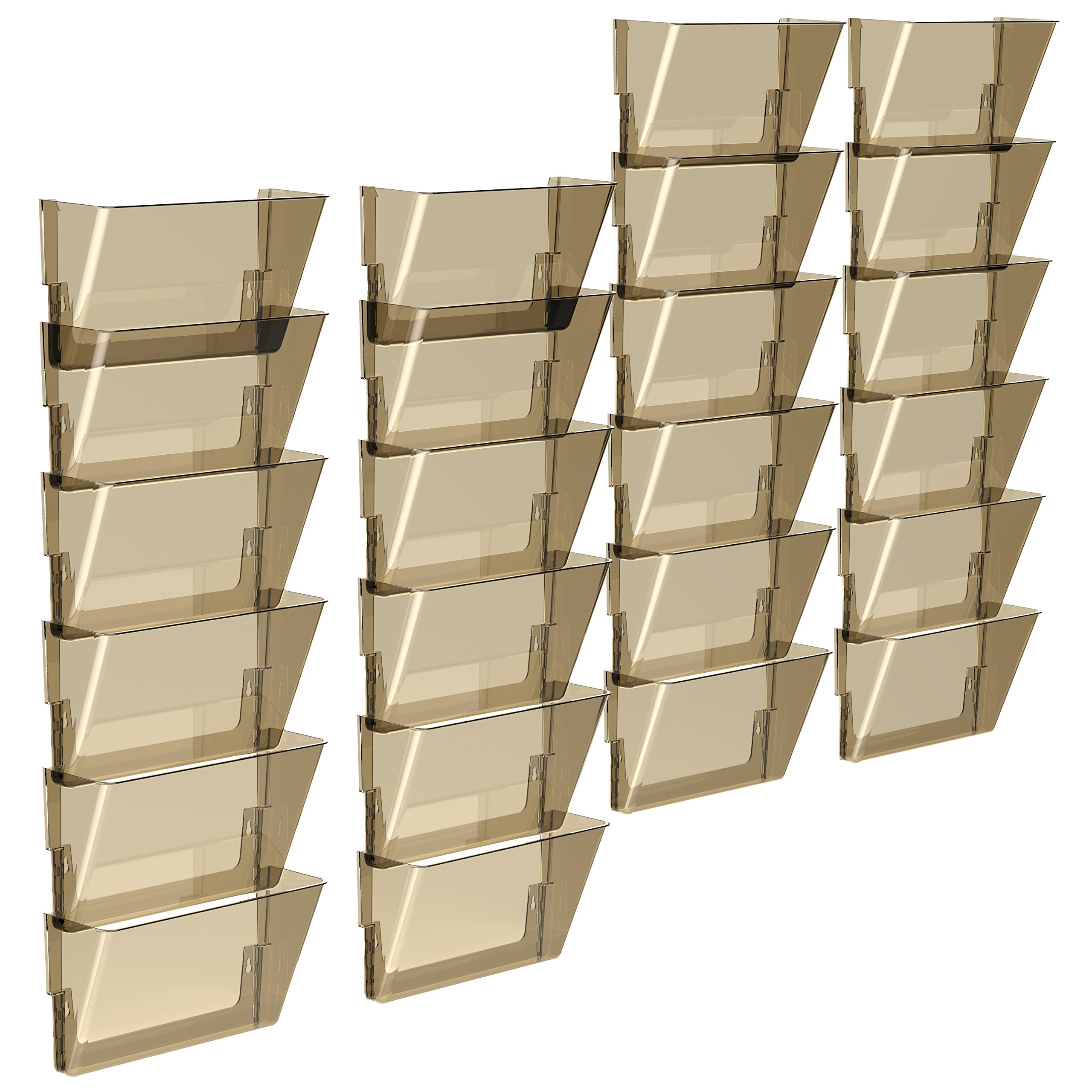 Storex Letter Size Wall File Organizer - 6-Pack Smoke Colored Hanging Folders, Case of 4 (STX70218B04C) - Perfect for Office, Home & School Document Organization
