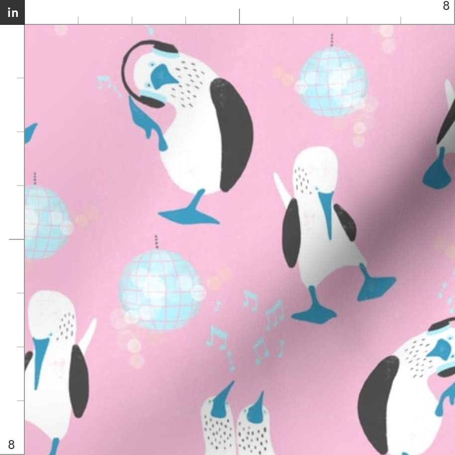 Blue Birds Dancing Music Disco Print Minky Fabric Fat Quarter - Soft Plush Fabric for Sewing Baby Blankets, Quilts & Hip Hop Dance Costumes - Perfect for DIY Crafts & Home Decor