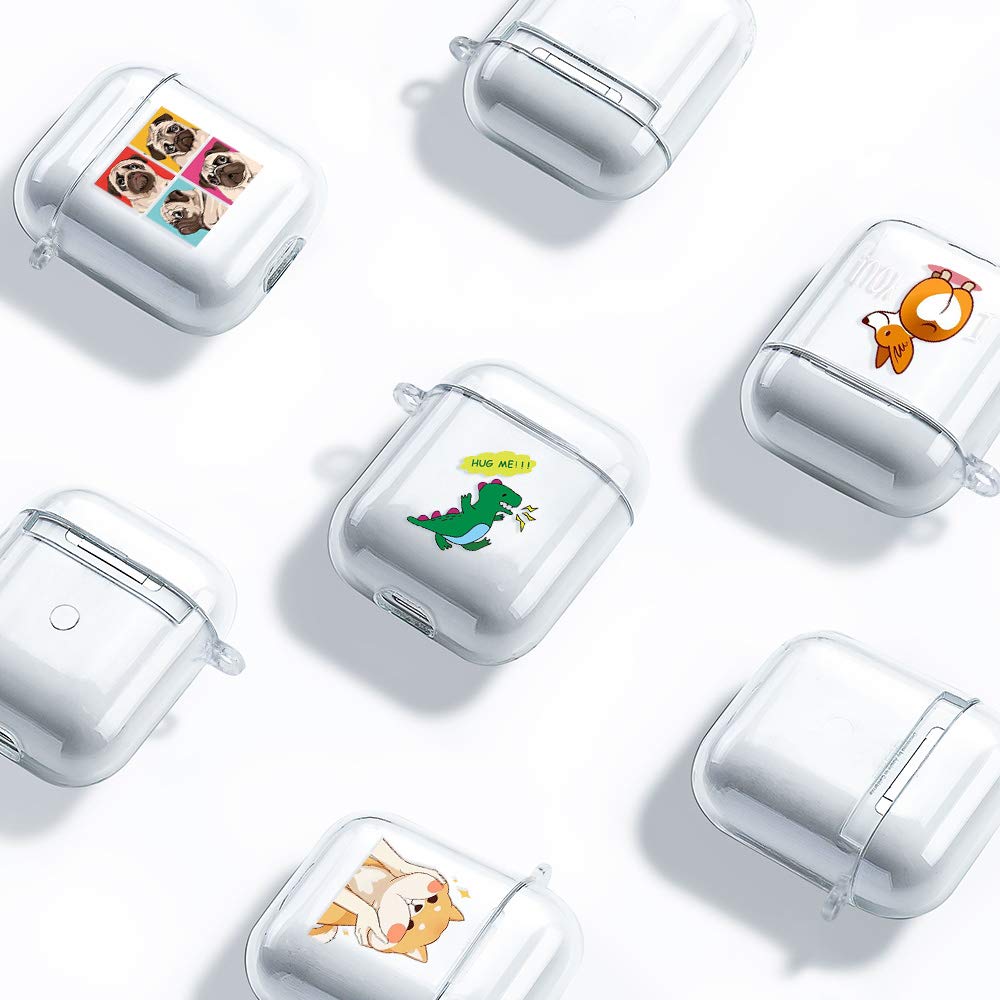 Dinosaur Cute Clear AirPods 2 Case - Compatible with Apple AirPods 2nd Generation | Wireless & Wired Charging | Anti-Drop Protection | Includes Carabiner Clip | Perfect for School, Travel & Outdoor Activities