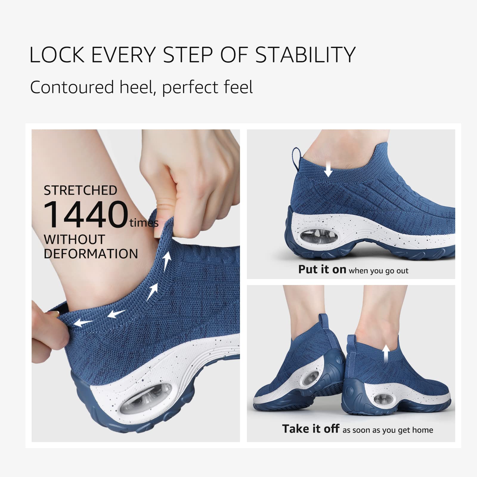 STQ Women's Slip-On Breathable Mesh Walking Shoes - Comfortable Fashion Sneakers with Wedge Platform for Casual Wear, Work & Travel