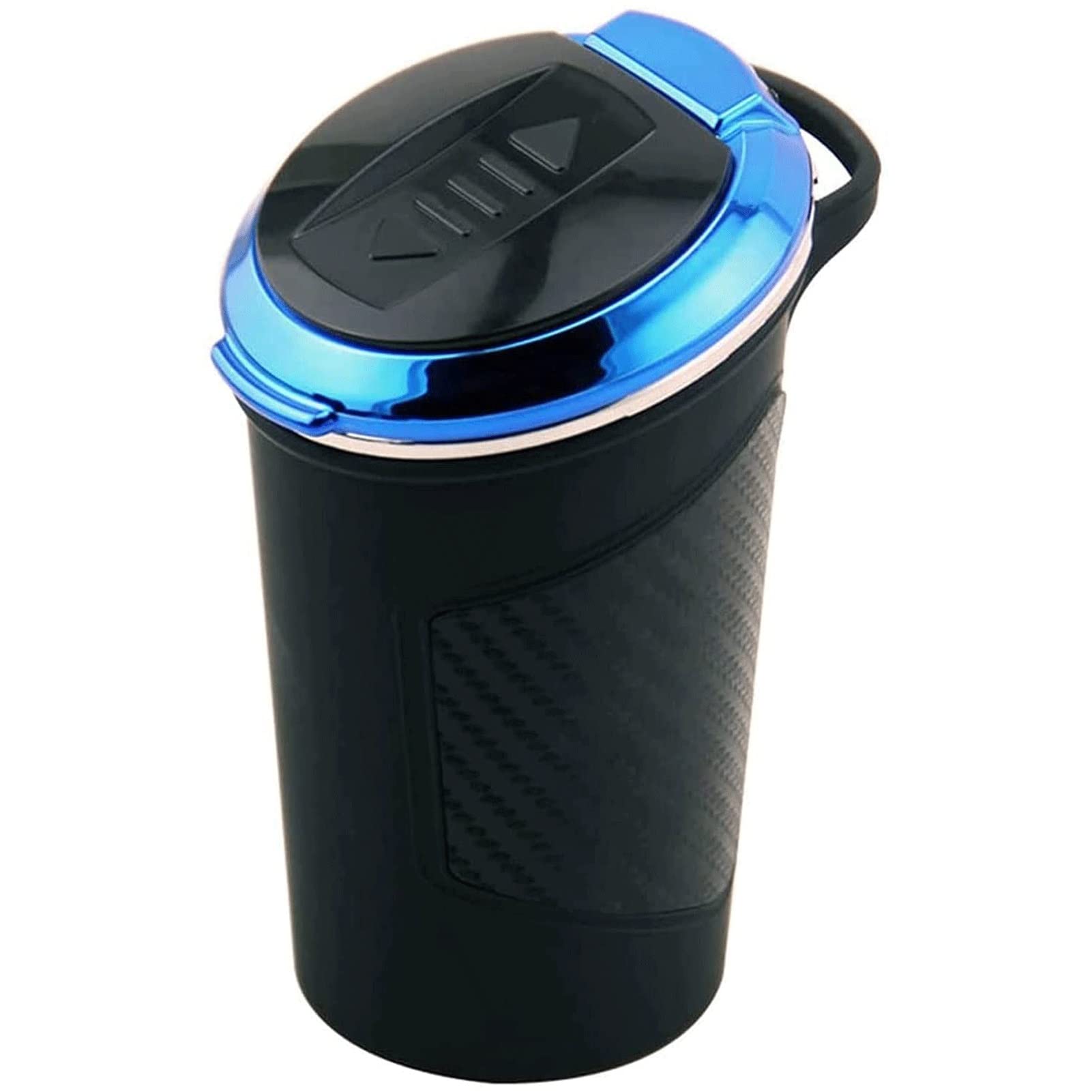 Portable Car Ashtray with Lid - Detachable Stainless Steel Smokeless Ash Tray, Mini Car Trash Can with Windproof Design & LED Blue Light for Outdoor Travel, Camping, Road Trips and Home Use