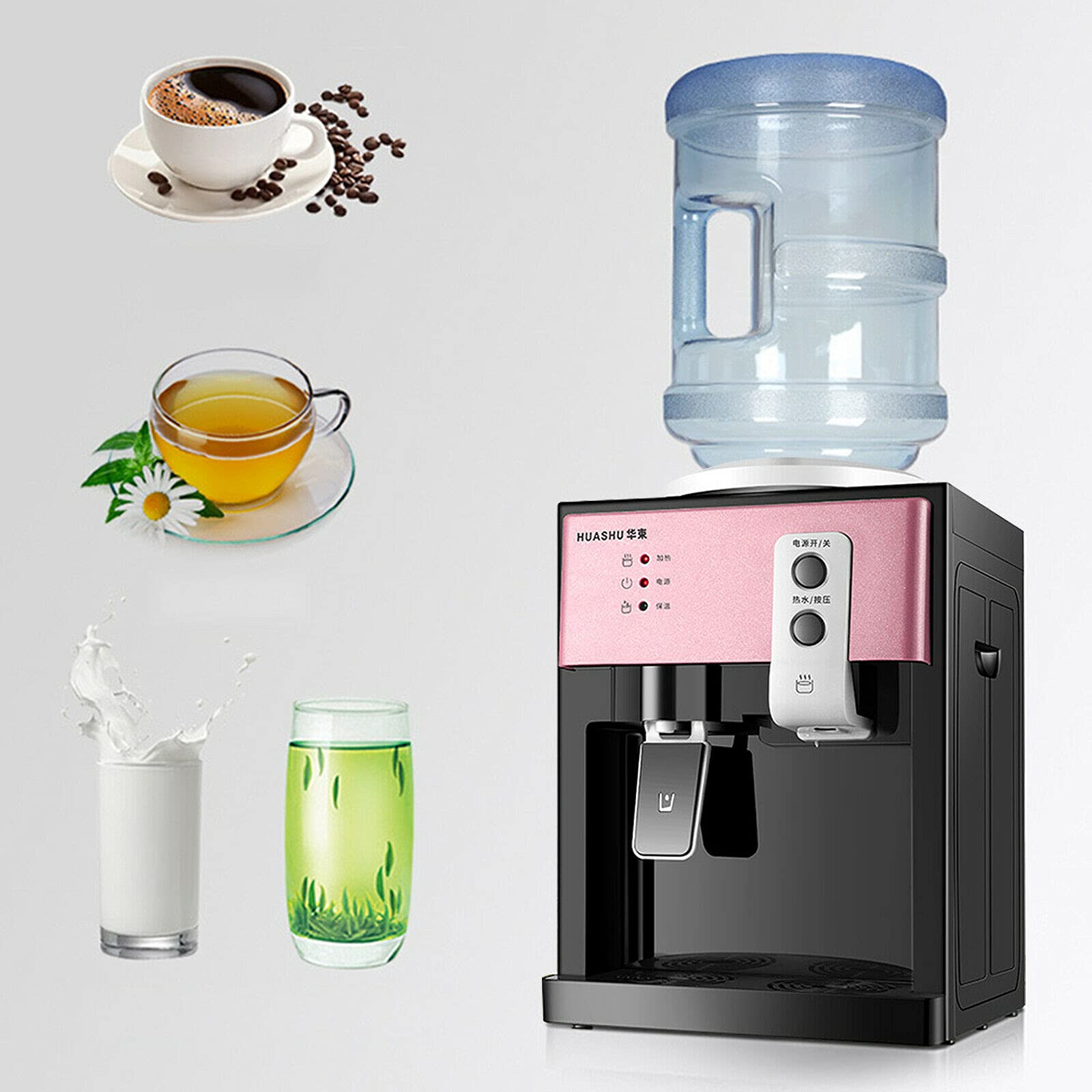 110V Electric Water Dispenser - Hot & Cold Countertop Water Cooler with LED Indicator, Top Loading Design for Home, Kitchen, Office - Holds 3.5L to 18.9L Bottles (Rose Gold) | Perfect for Coffee, Tea, Instant Noodles & Hydration Station
