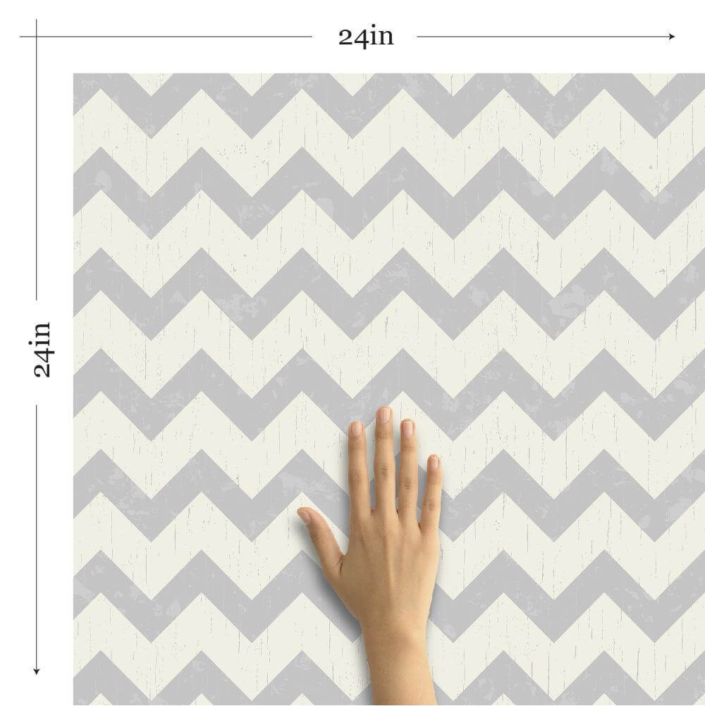 Grey Chevron Geometric Peel and Stick Removable Wallpaper 7739 - Self-Adhesive Decorative Wall Covering for Bedroom, Living Room, Nursery & Office Decor