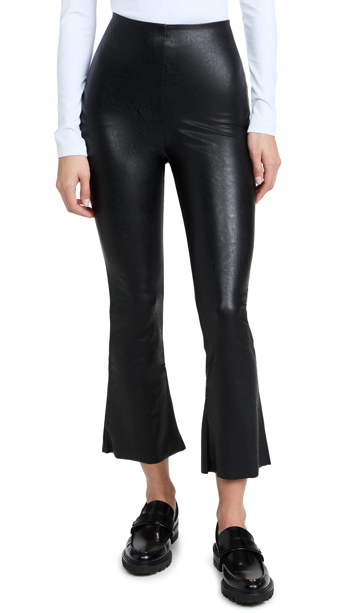 Commando Women's Faux Leather Cropped Flare Pants - High Waisted Stretchy Vegan Leather Trousers for Casual Outfits & Night Out