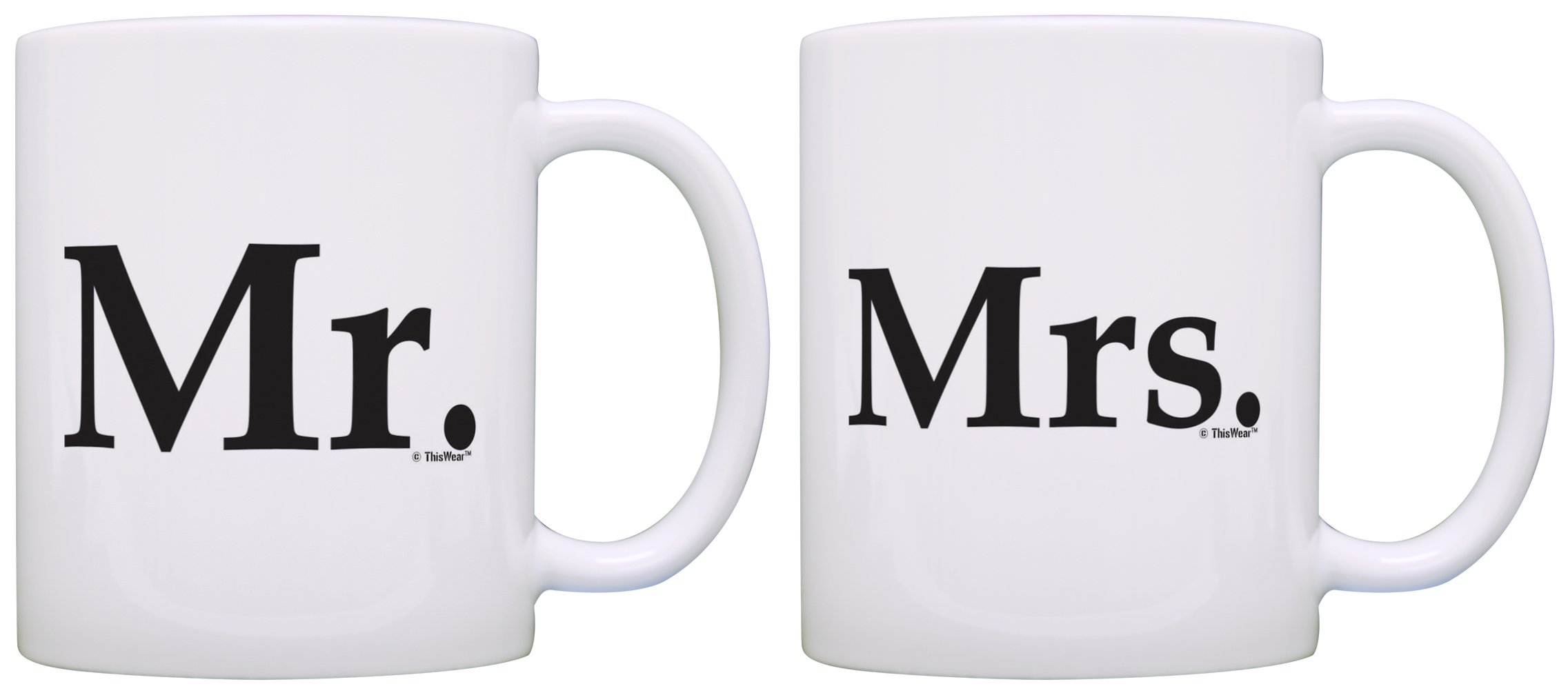 Mr & Mrs Matching Coffee Mugs Set - 2 Pack White Ceramic Tea Cups for Wedding, Bridal Shower & Couples Gift - Perfect for Anniversary, Valentine's Day & Romantic Breakfast in Bed