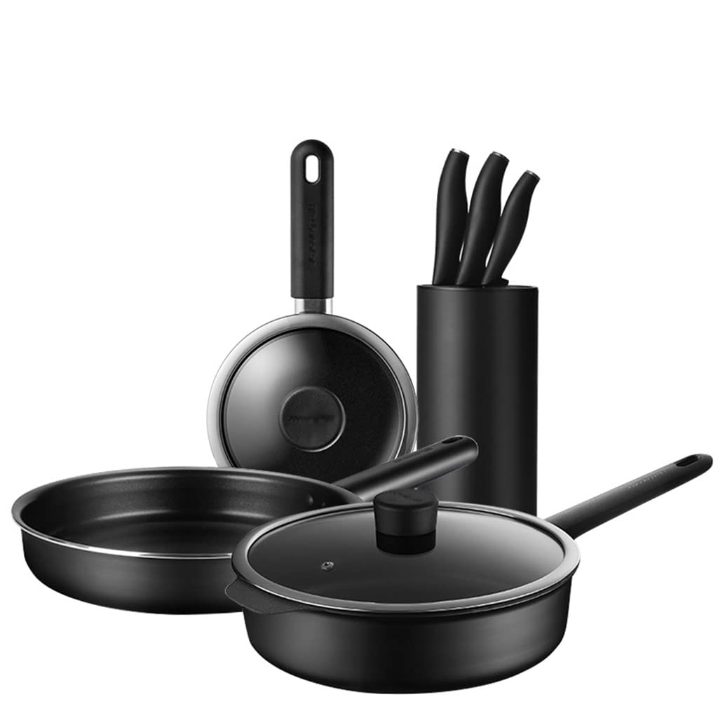Non-Stick Wok Set - 3-Piece Carbon Steel Cookware for Gas & Induction Stoves - Black Frying Pan, Soup Pot & Milk Pan for Stir-Fry, Deep Frying & Cooking - Perfect for Home Kitchen & Asian Cuisine