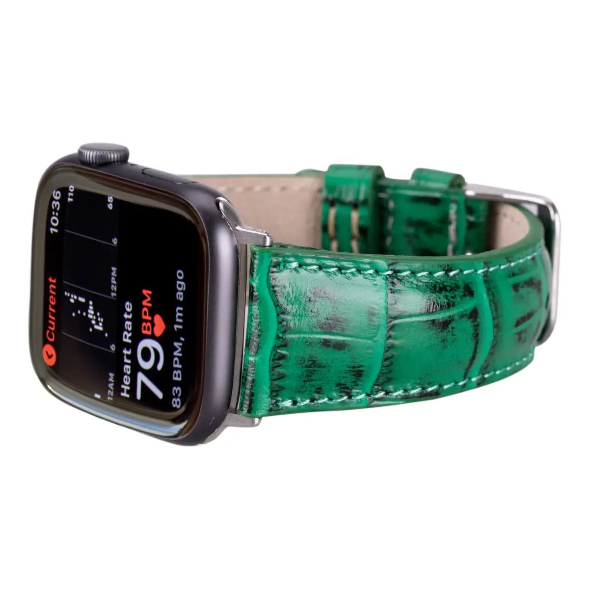 Premium Green Crocodile Pattern Leather Apple Watch Band - Stylish & Durable Replacement Strap for Apple Watch Series 1-9 - Perfect for Business, Casual & Outdoor Activities
