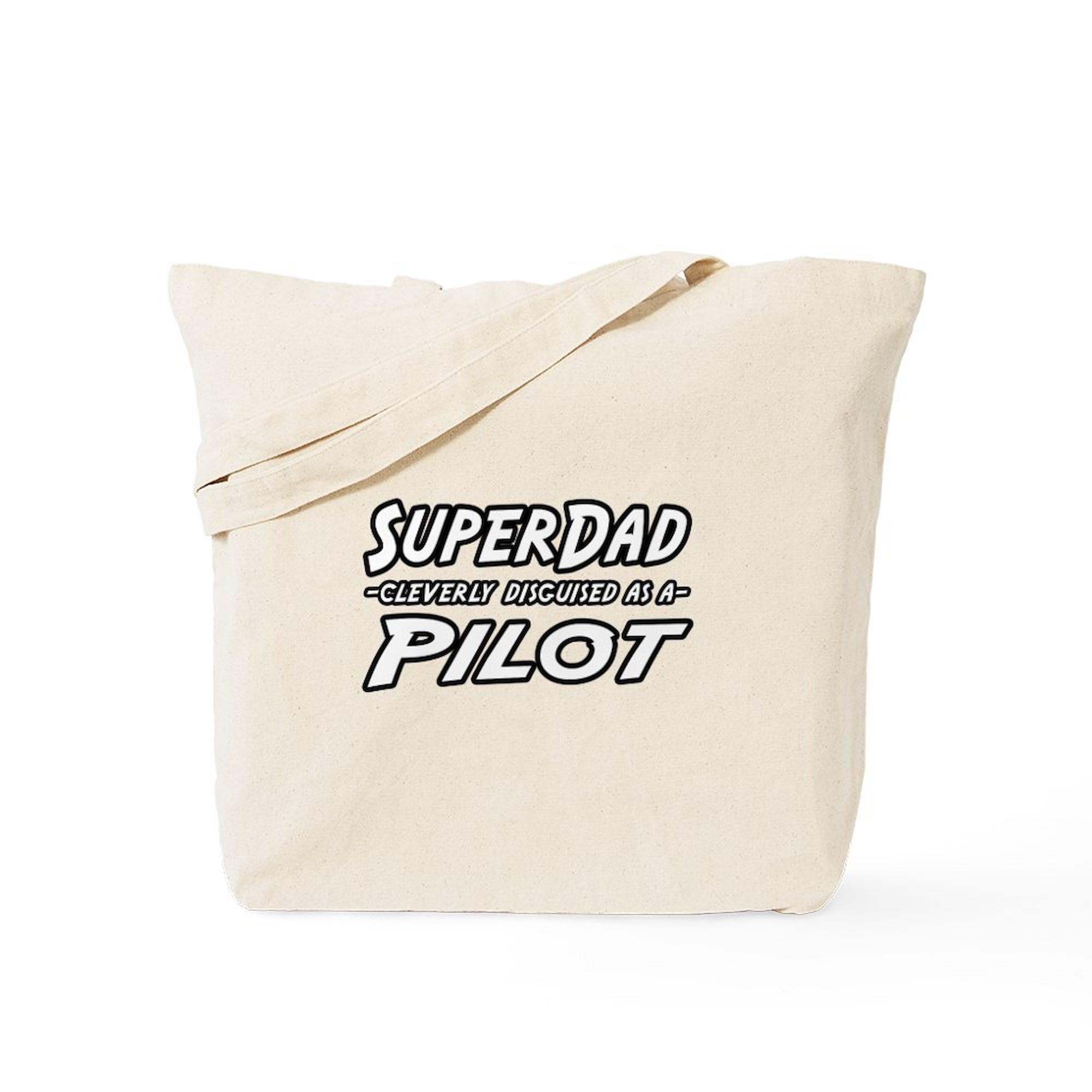 Superdad Pilot Tote Bag - Natural Canvas Reusable Shopping Bag for Men | Perfect for Groceries, Work Commute & Travel | Durable Eco-Friendly Gift for Father's Day