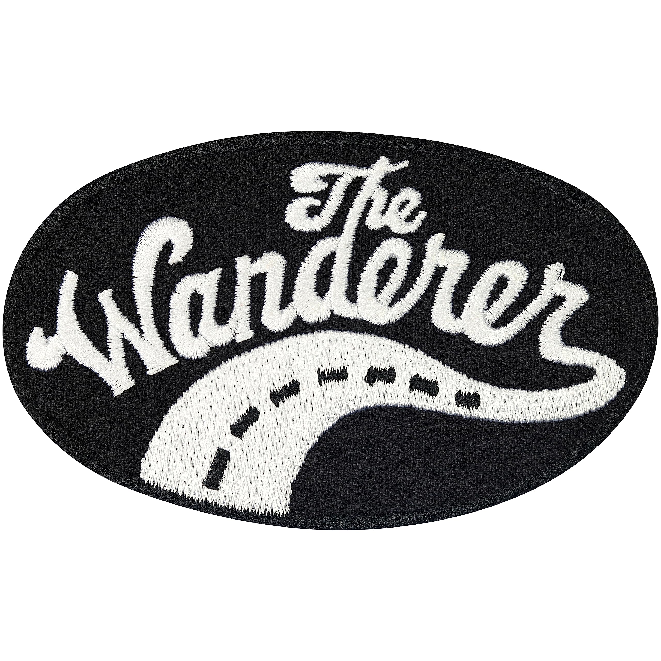 High-Quality Iron-On Patch Badge for Motorcycles & Camping - The Wanderer Street Highway Design - Perfect for Jackets, Vests & Backpacks