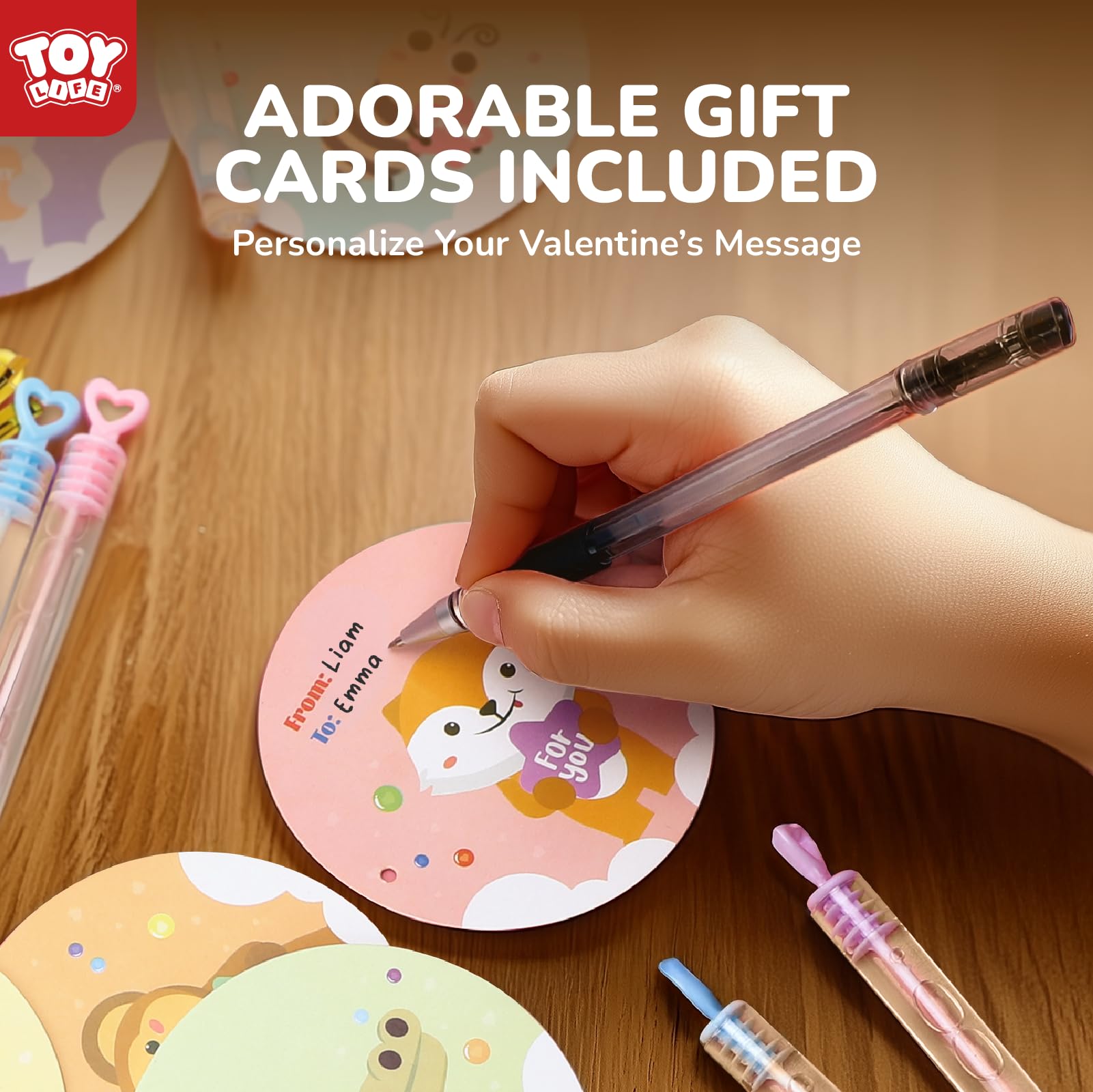 TOY Life 36 Pcs Mini Bubble Wands Set - Bulk Valentines Party Favors for Kids, Classroom Supplies with Valentine's Day Cards - Perfect for School Gift Exchange, Birthday Goodie Bags & Classroom Rewards | Fun Outdoor Play, Summer Activities & Kids Party Favors