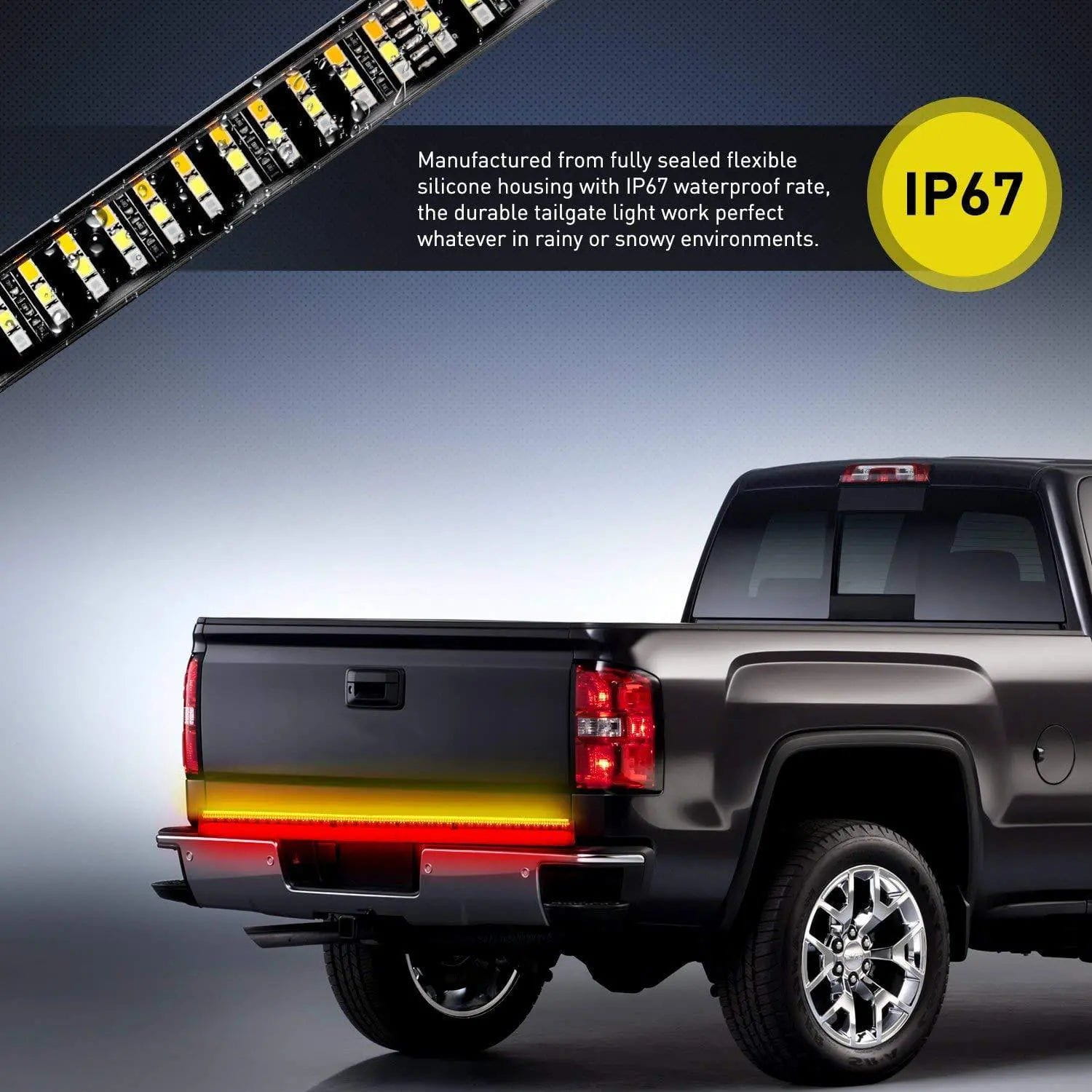 60 Inch 504 LEDs Red & White Triple Row LED Tailgate Light Strip - Waterproof Truck Bed Lighting for Ford F150 F250 RAM 1500 Pickup Trucks - Perfect for Night Driving & Off-Road Adventures