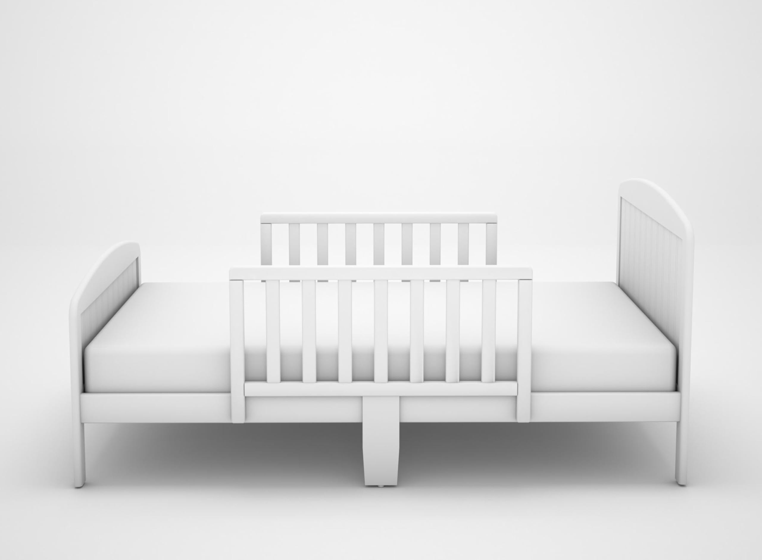 Harrisburg Solid Wood Toddler Bed with Safety Rails - Modern Low Profile Transitional Bed for Kids, Fits Crib Mattress - Perfect for Nursery, Daycare or Small Bedrooms (Warm White)