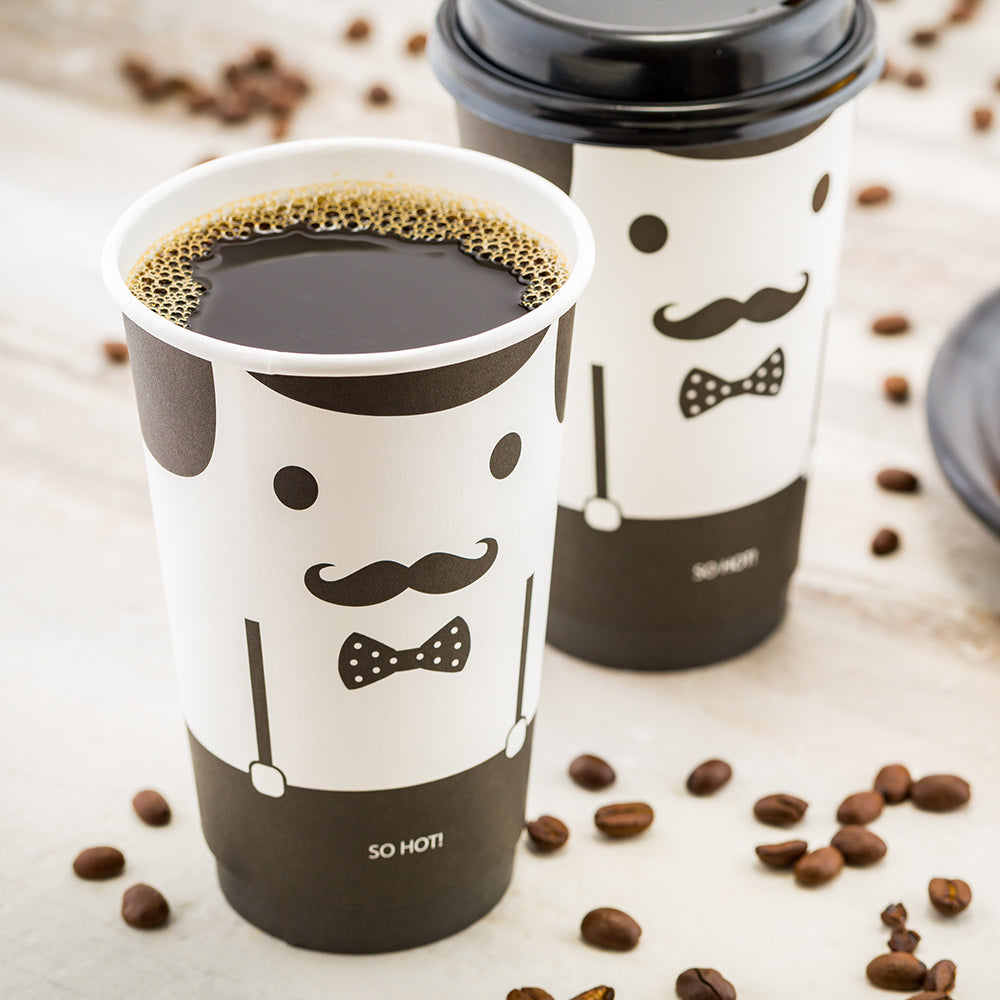 Premium 16 oz Double Wall Paper Coffee Cups - Insulated Hot/Cold Drink Cups (25 Count) - Perfect for Coffee Shops, Offices & Home Use