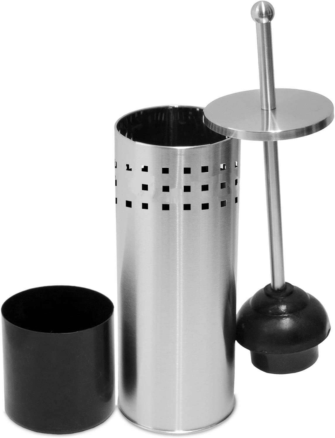 Heavy Duty Metal Toilet Plunger with Holder - Chrome Bathroom Plunger Caddy with Drip Cup Stand for Deep Cleaning | Perfect for Home, Office & RV Bathrooms