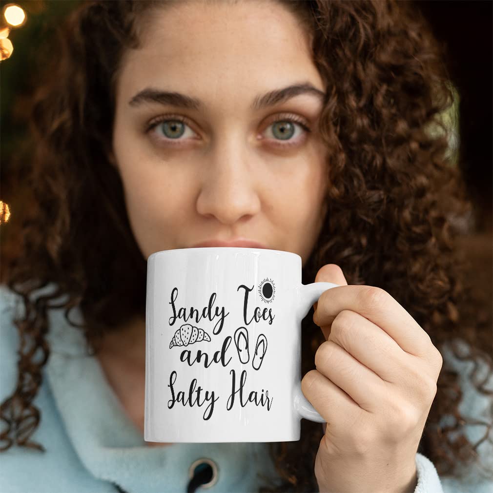 Funny Toes Ceramic Coffee Mug - 11 oz White Tea Cup with Sun Rising East Design - Perfect for Summer Gifts, Office Humor & Unique Footwear-Themed Drinkware