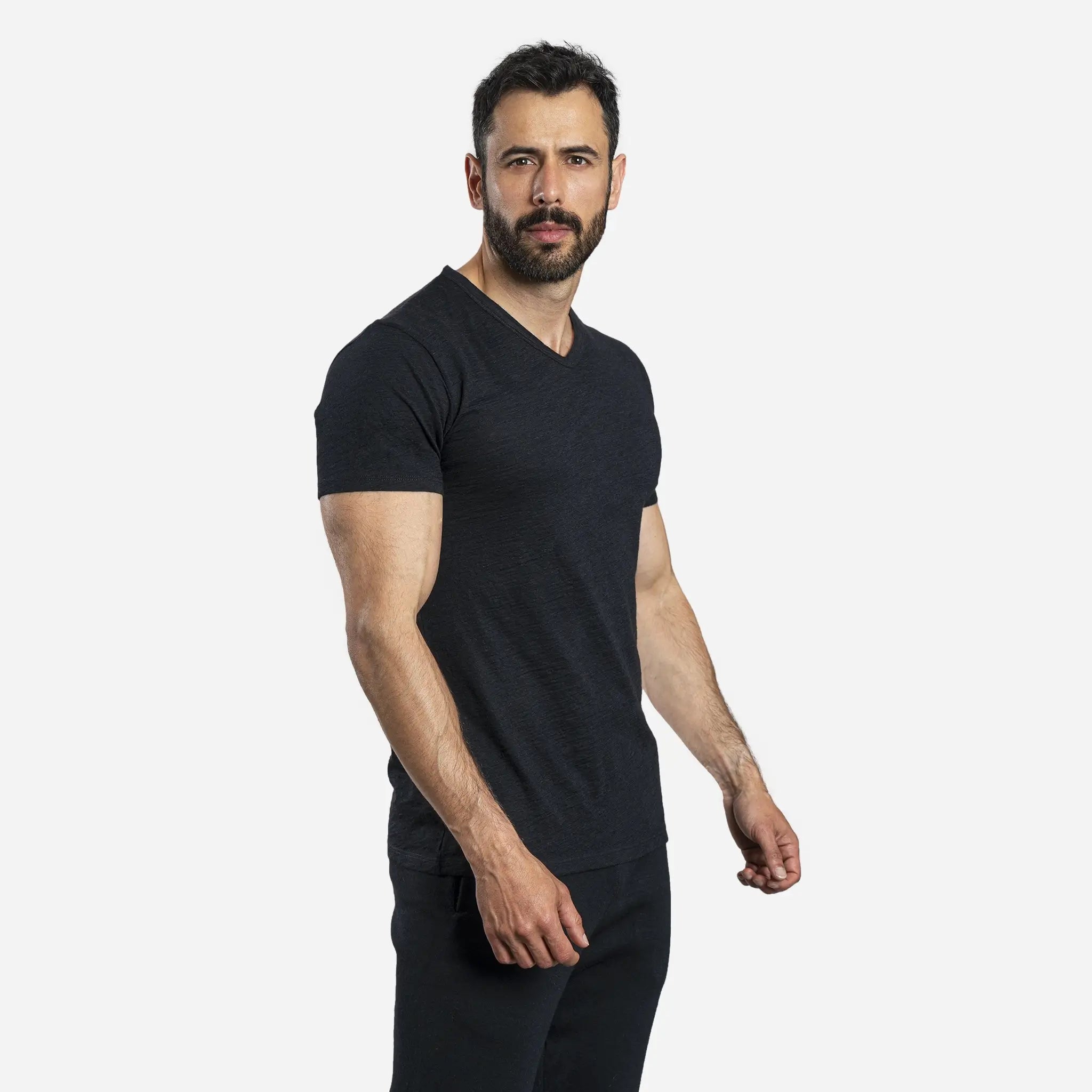 Ultralight Men's Alpaca Wool V-Neck T-Shirt - 160 GSM Soft Breathable Tee for Outdoor Hiking & Casual Wear