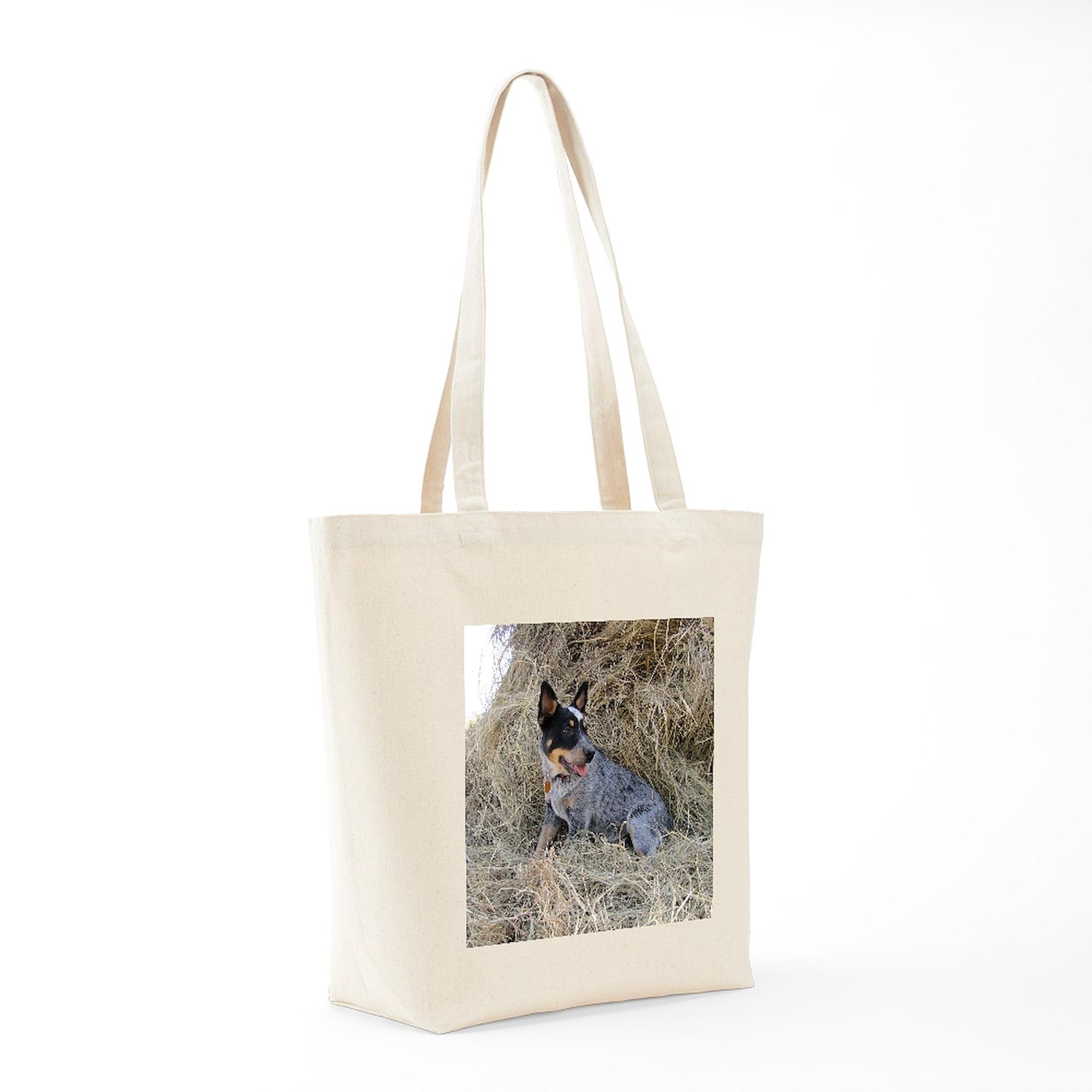 Australian Blue Heeler Pup Canvas Tote Bag - Eco-Friendly Reusable Shopping Bag for Groceries, Beach & Daily Use | Durable Natural Cotton Tote for Dog Lovers