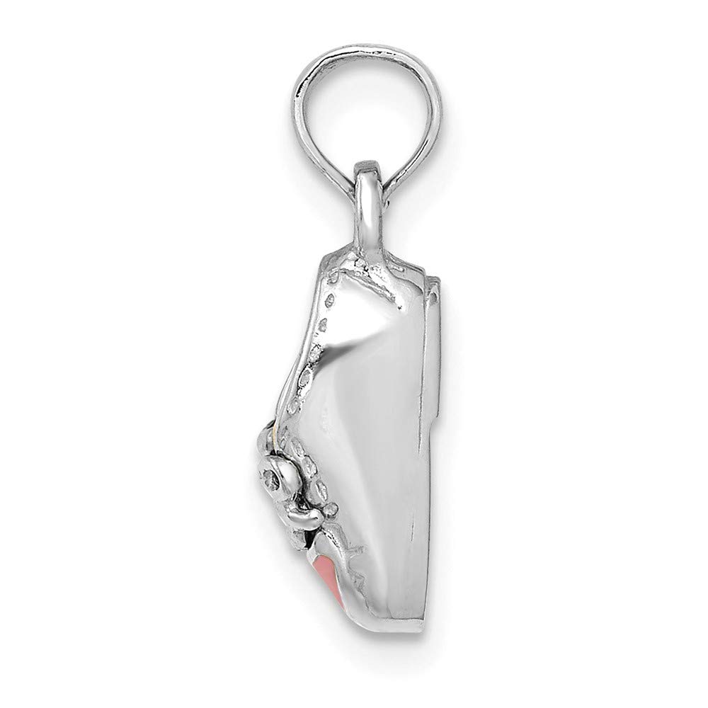 14K White Gold 3D Pink Enamel Baby Shoe Charm Pendant - Perfect for Newborn Gifts, Christening Jewelry & Mom's Keepsake Necklace