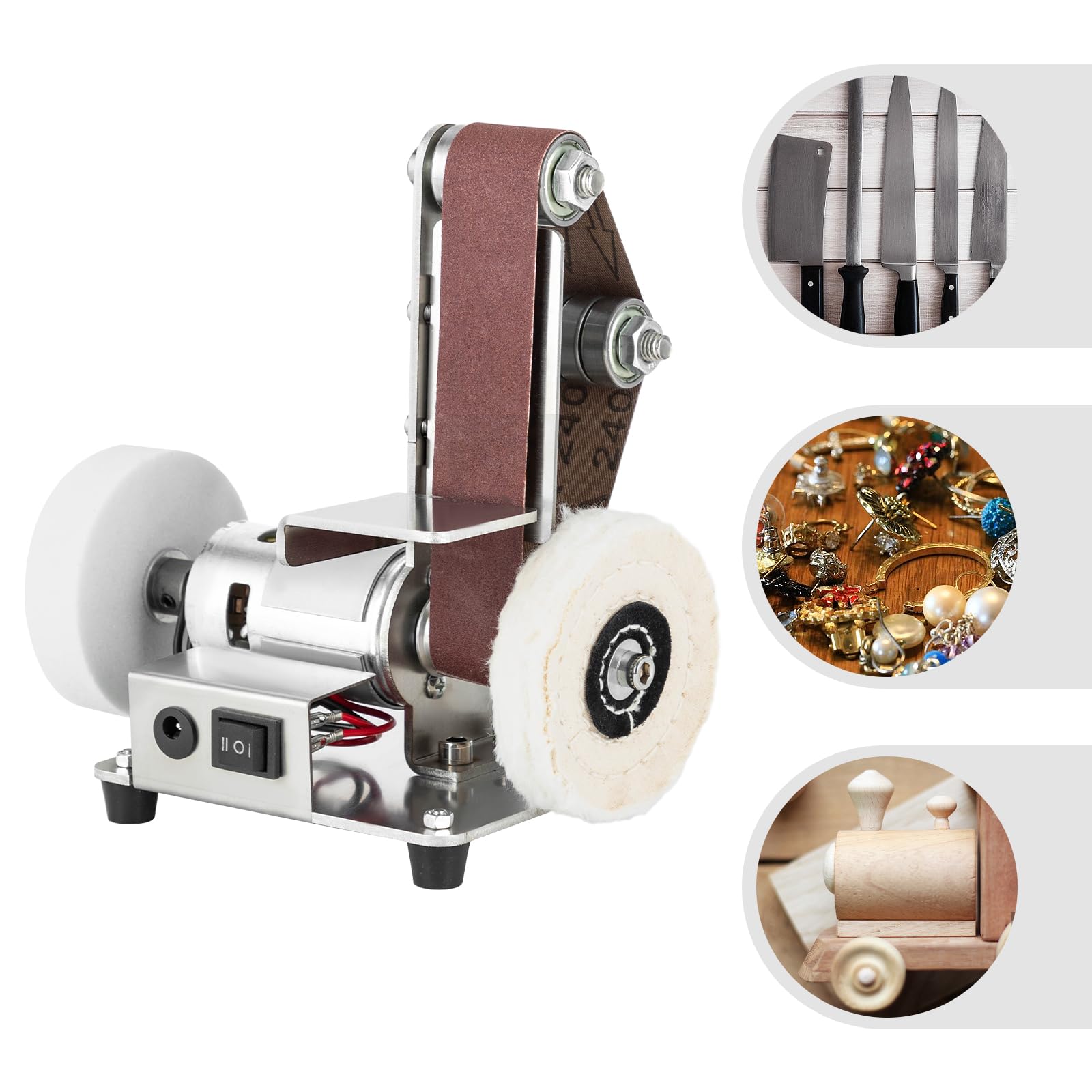 Mini Belt Sander - 7-Speed Adjustable Electric Bench Grinder & Knife Sharpener for Metal Working, Knife Making, DIY Projects | Perfect for Home Workshops, Metal Fabrication, and Woodworking