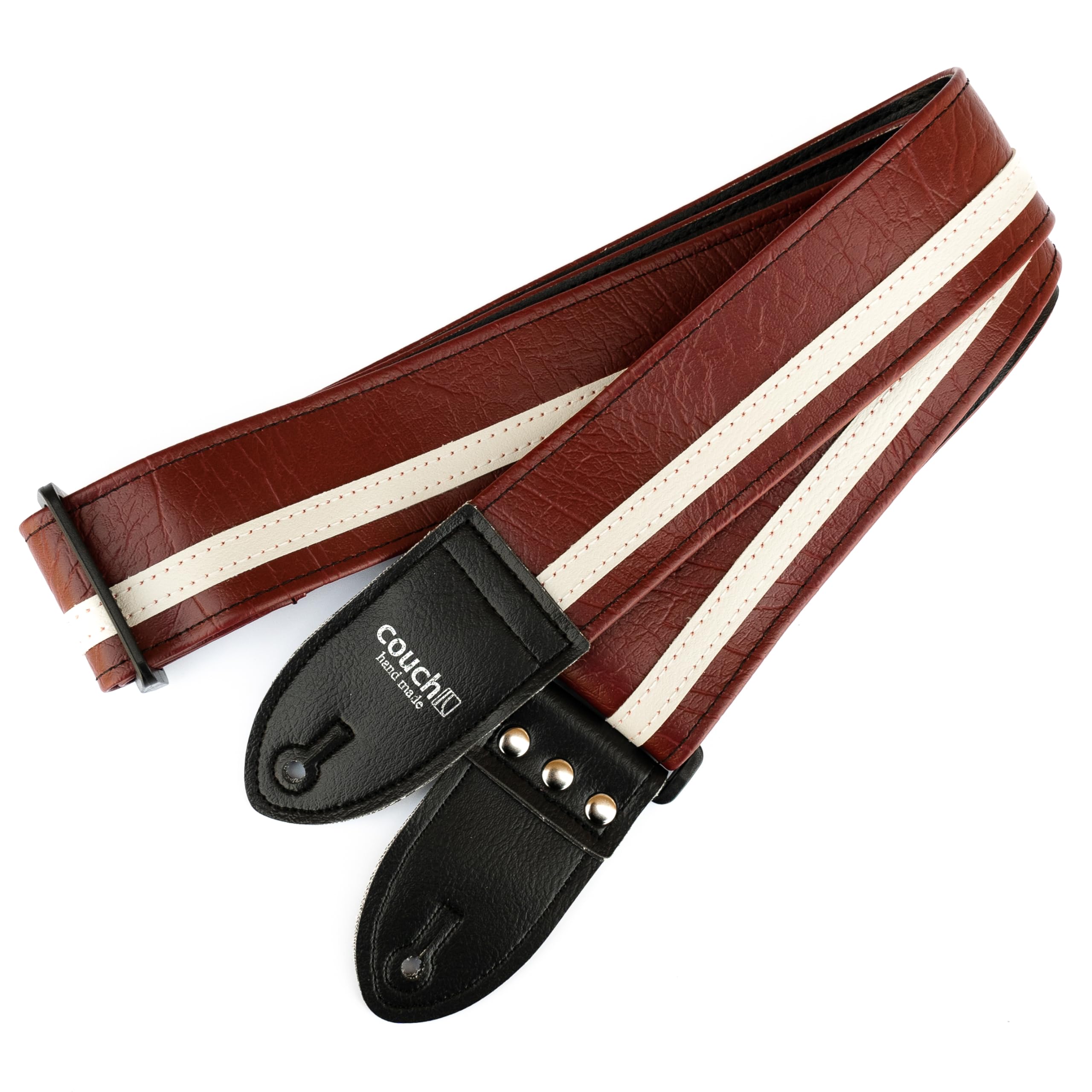 Premium Racer X Guitar Strap - Handmade in USA by Couch Guitar Straps - Dark Red with White Accents - Comfortable & Durable for Electric, Acoustic & Bass Guitars - Perfect for Live Performances & Studio Sessions