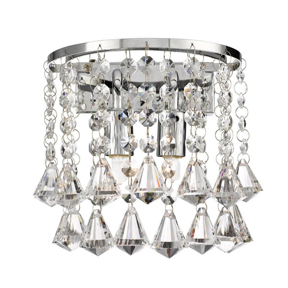 Dorchester Chrome & Crystal Round Wall Light - Elegant Bathroom Vanity Lighting for Modern Homes & Hotels