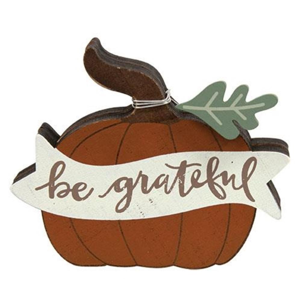 Be Grateful Chunky Pumpkin Sitter - Fall Home Decor for Thanksgiving & Halloween - Perfect for Mantel, Table Centerpiece, and Seasonal Display