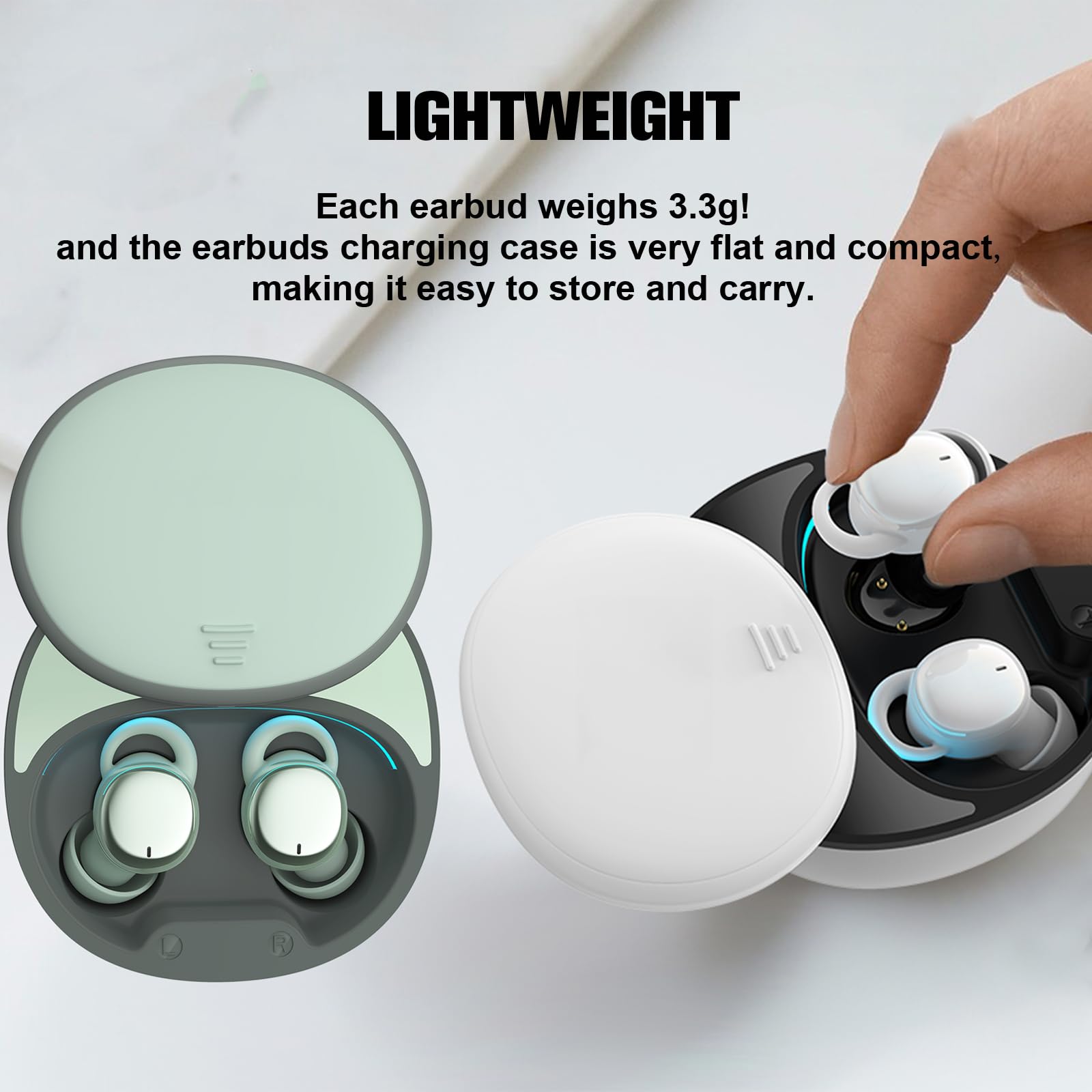Small Invisible Sleep Earbuds for Small Ear Canals - Bluetooth Wireless Noise Cancelling Headphones for Sleeping, TWS Earphones Compatible with iPhone & Android - Perfect for Side Sleepers, Travel & Relaxation