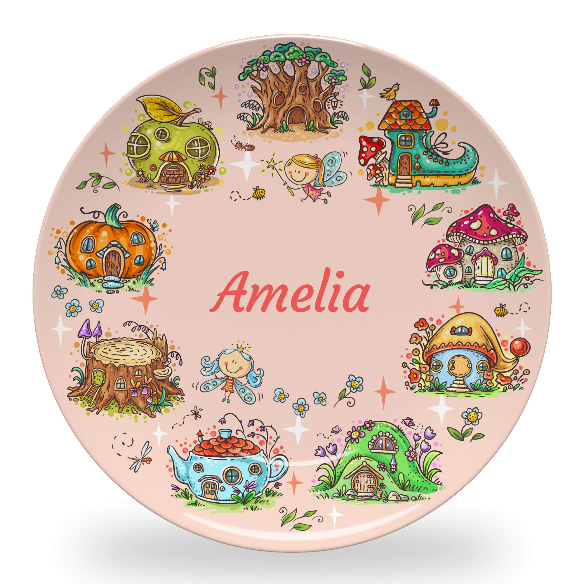 Personalized Enchanted Garden Plate for Girls - Custom Name & Beautiful Floral Design | BPA-Free, Dishwasher & Microwave Safe | 10