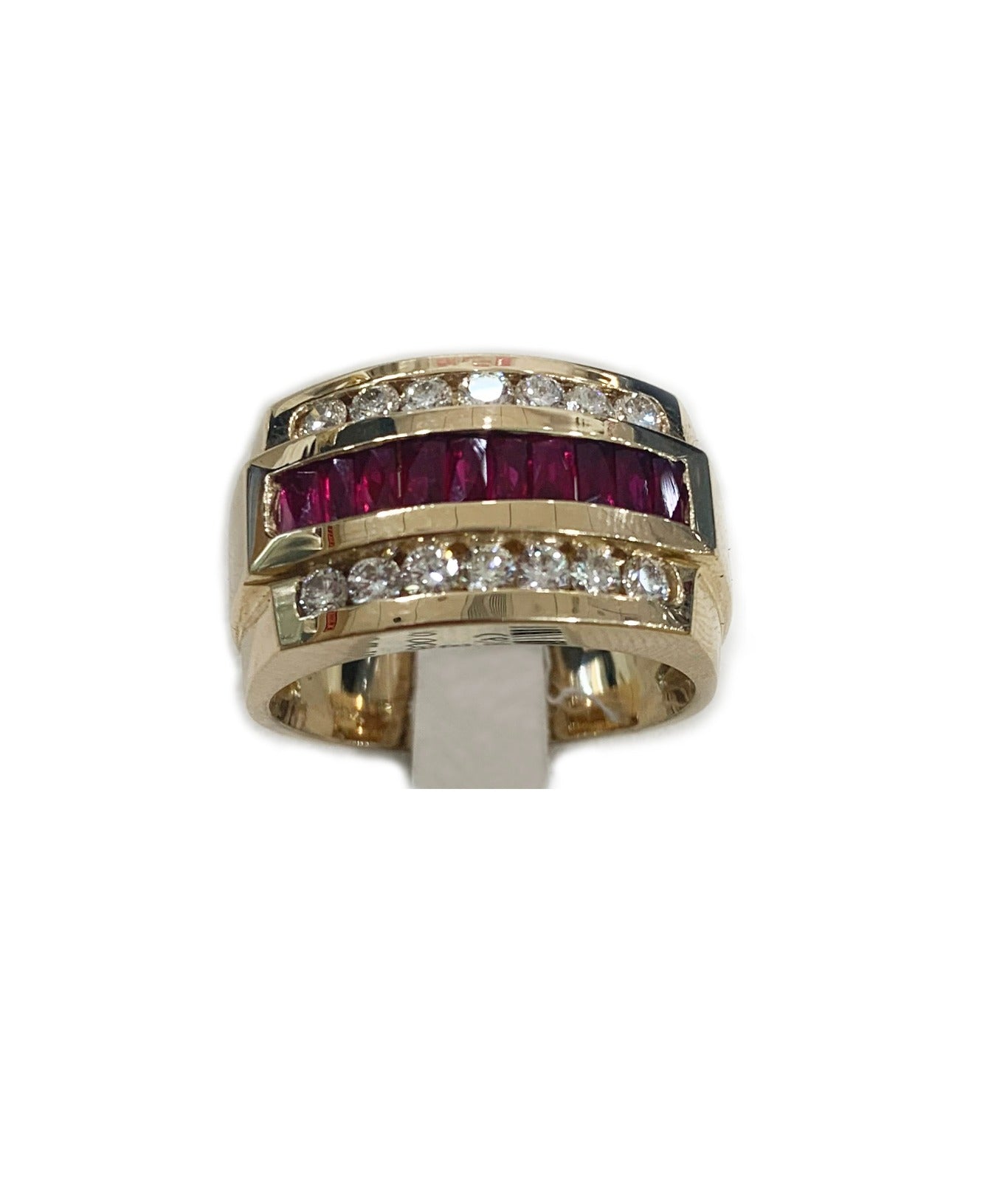 14K Yellow Gold Men's Ruby Ring - Elegant & Durable Wedding Band, Anniversary Gift for Him, Perfect for Engagements & Special Occasions