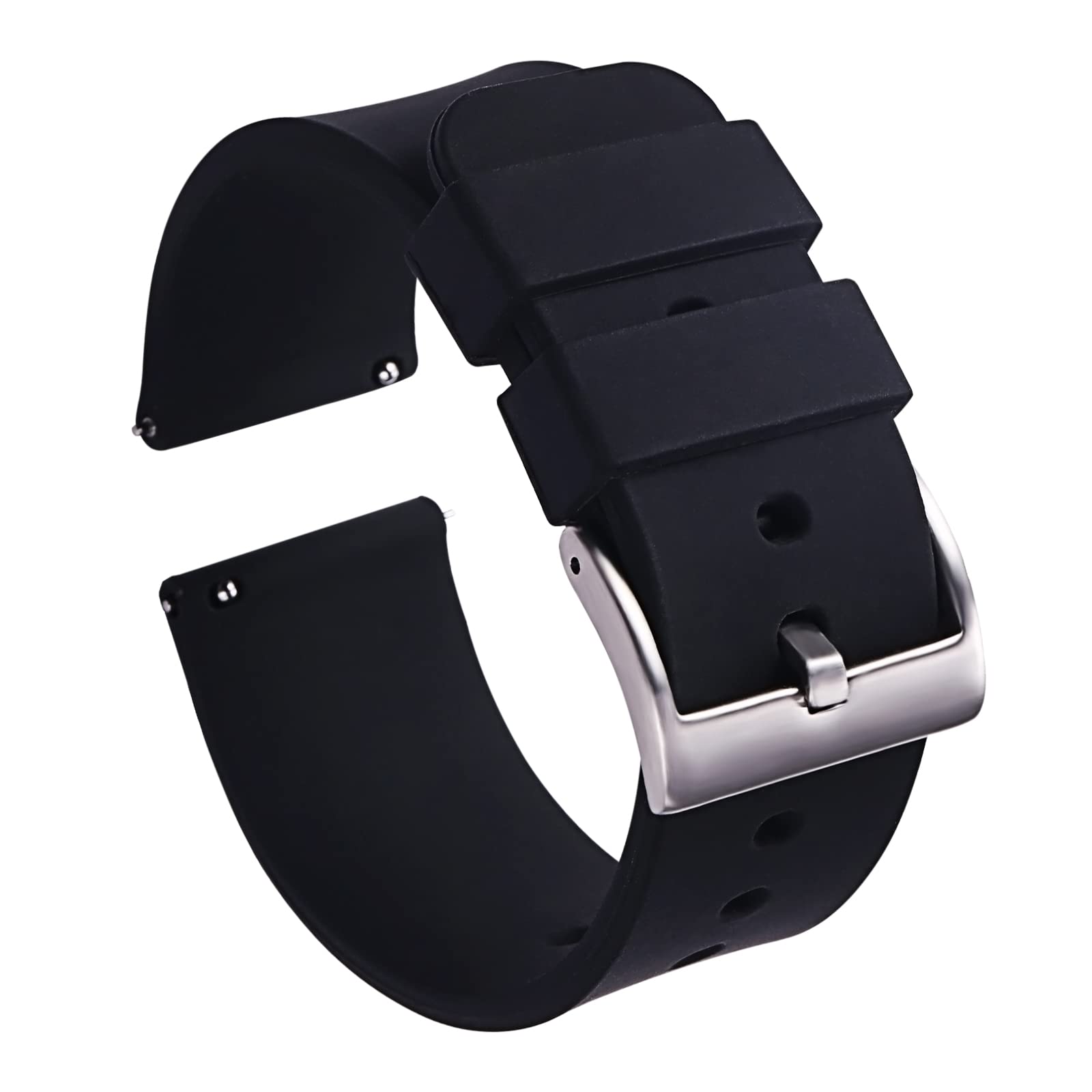 Silicone Watch Bands 18-22mm Quick Release - Soft Rubber Straps for Sports & Daily Wear