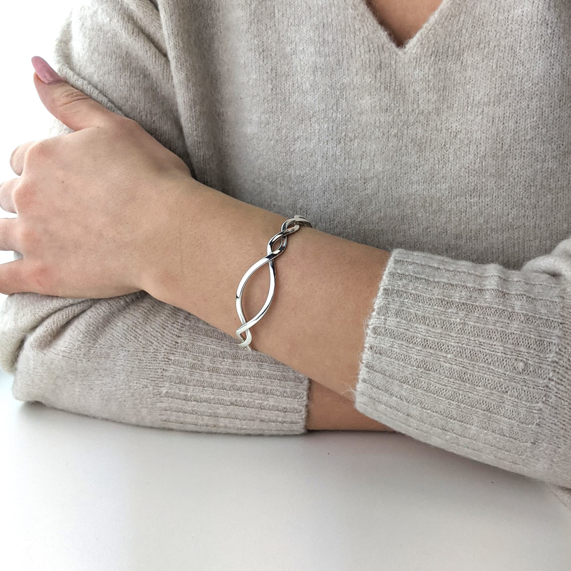 Celtic Sterling Silver Bracelet for Women - Adjustable Braided Irish Knot Bangle - Best Friend & Bridesmaid Gift - Elegant Jewelry for Weddings, Anniversaries & Special Occasions