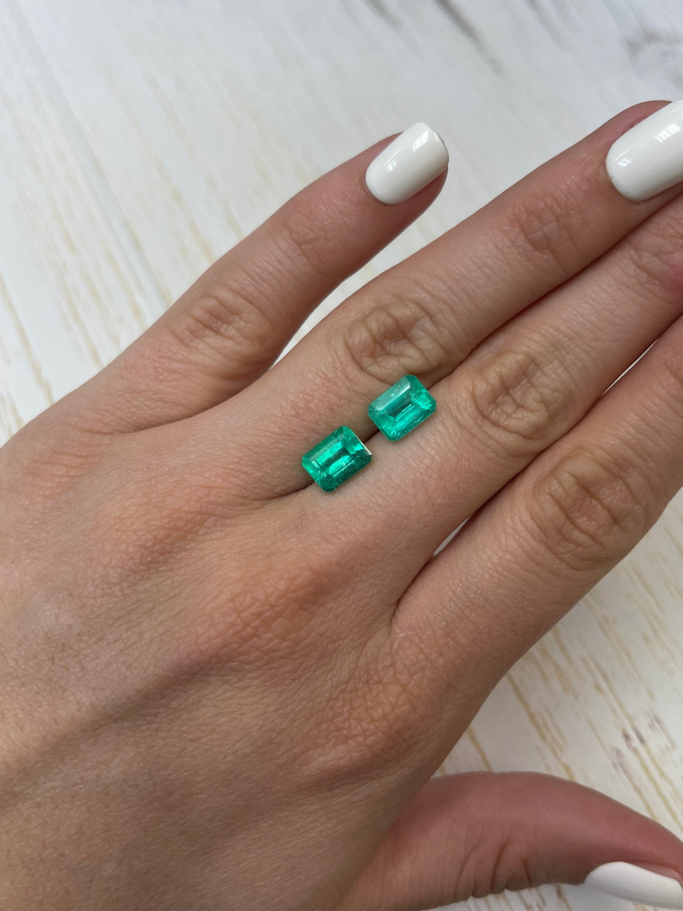 4.69tcw 9x7mm Matching Pair of Loose Colombian Emerald Gemstones - Emerald Cut for Jewelry Making, Engagement Rings & Fine Collections