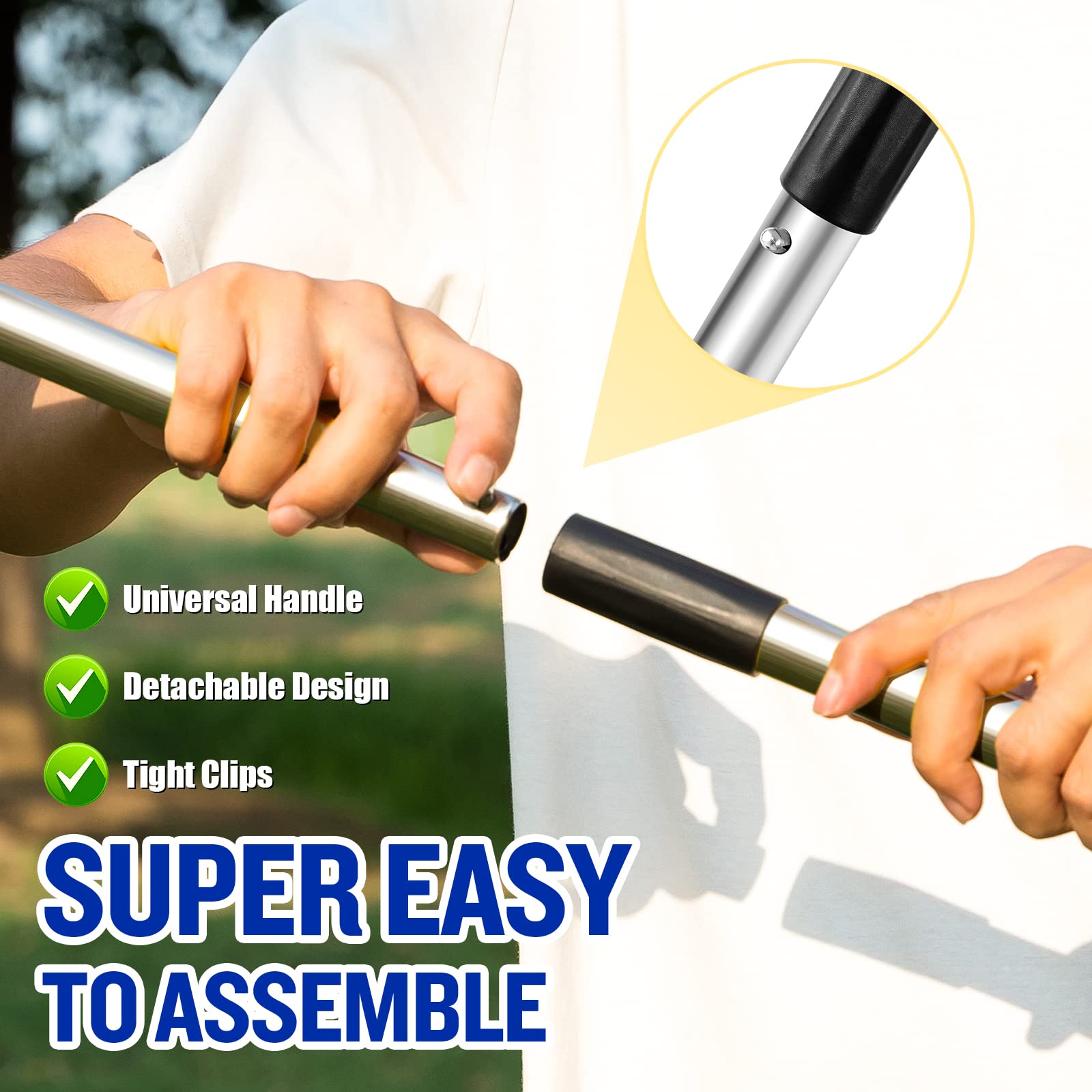 Adjustable Long Handle Dog Poop Scooper Set - 3-Pack Metal Tray Rake & Spade with Waste Bin for Easy Pet Cleanup | No Bending Required for Large & Small Dogs | Perfect for Backyards, Parks & Dog Walks