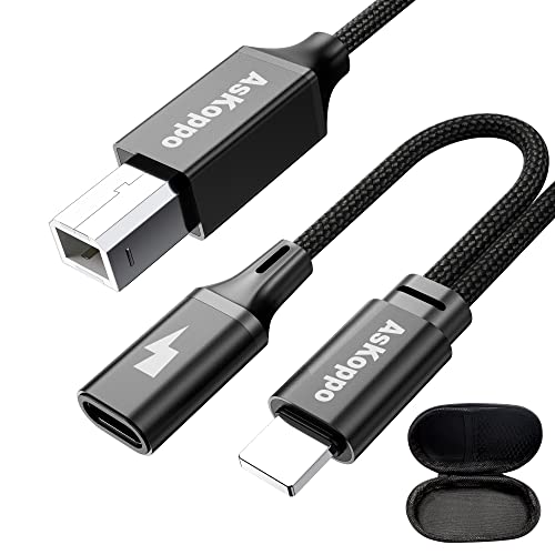 Lightning to MIDI Cable USB OTG Type B with Charging Port - Compatible with iPhone, iPad & iOS Devices for MIDI Controller, Electronic Music Instruments & MIDI Keyboards - Perfect for Music Production, Live Performances & Studio Recording