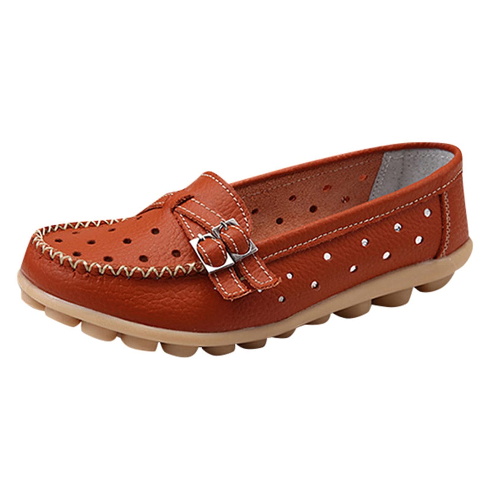 Women's Casual Loafers - Breathable Hollow Buckle Flat Shoes with Comfortable Sole | Perfect for Office, Walking & Daily Wear