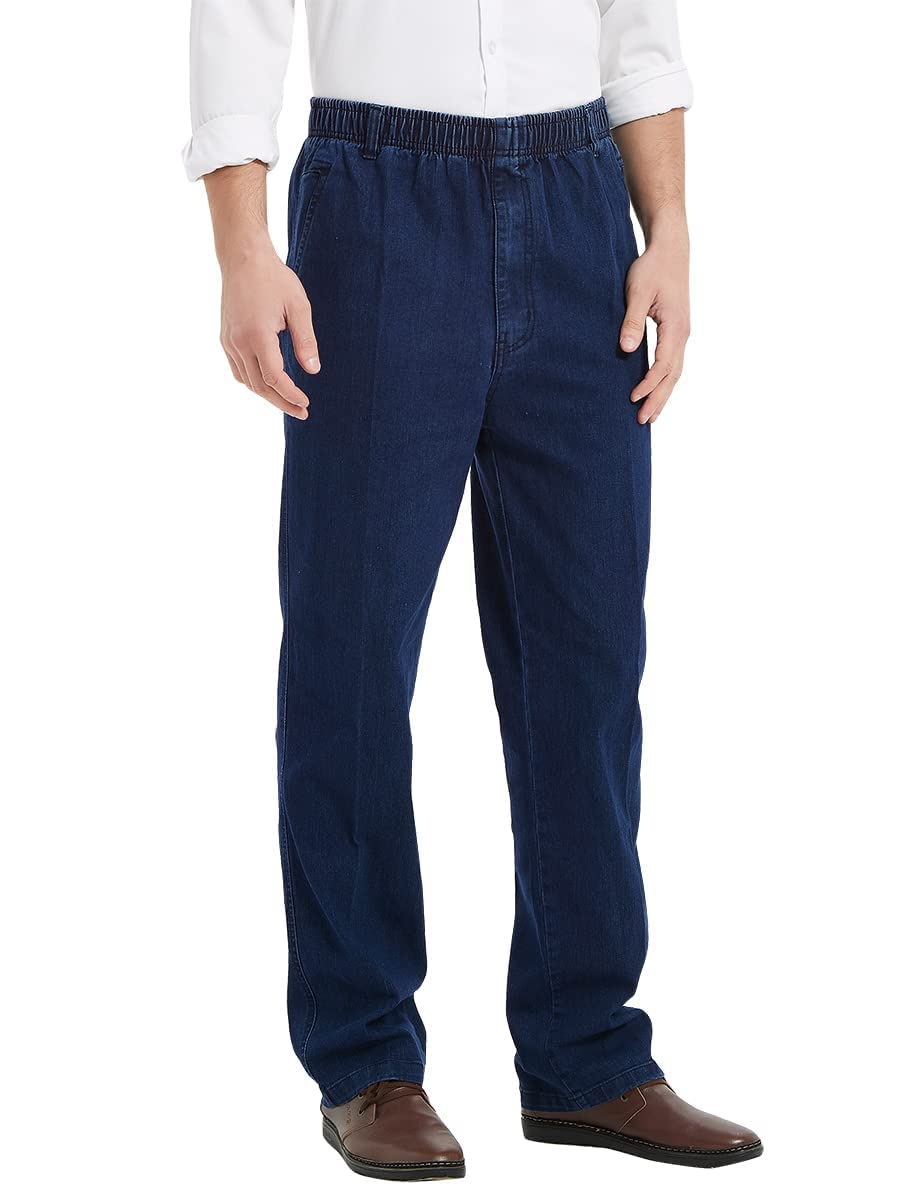 IDEALSANXUN Men's Stretch Comfort Fit Elastic Waist Jeans - Casual & Work Pants for Everyday Wear, Travel & Outdoor Activities
