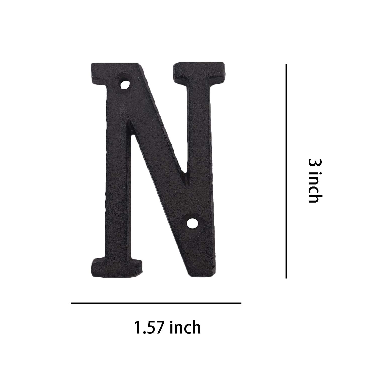 3 Inch Cast Iron House Letters - Durable Mailbox & Home Address Numbers (Letter N) - Perfect for Front Door, Porch, Garden & Outdoor Decor