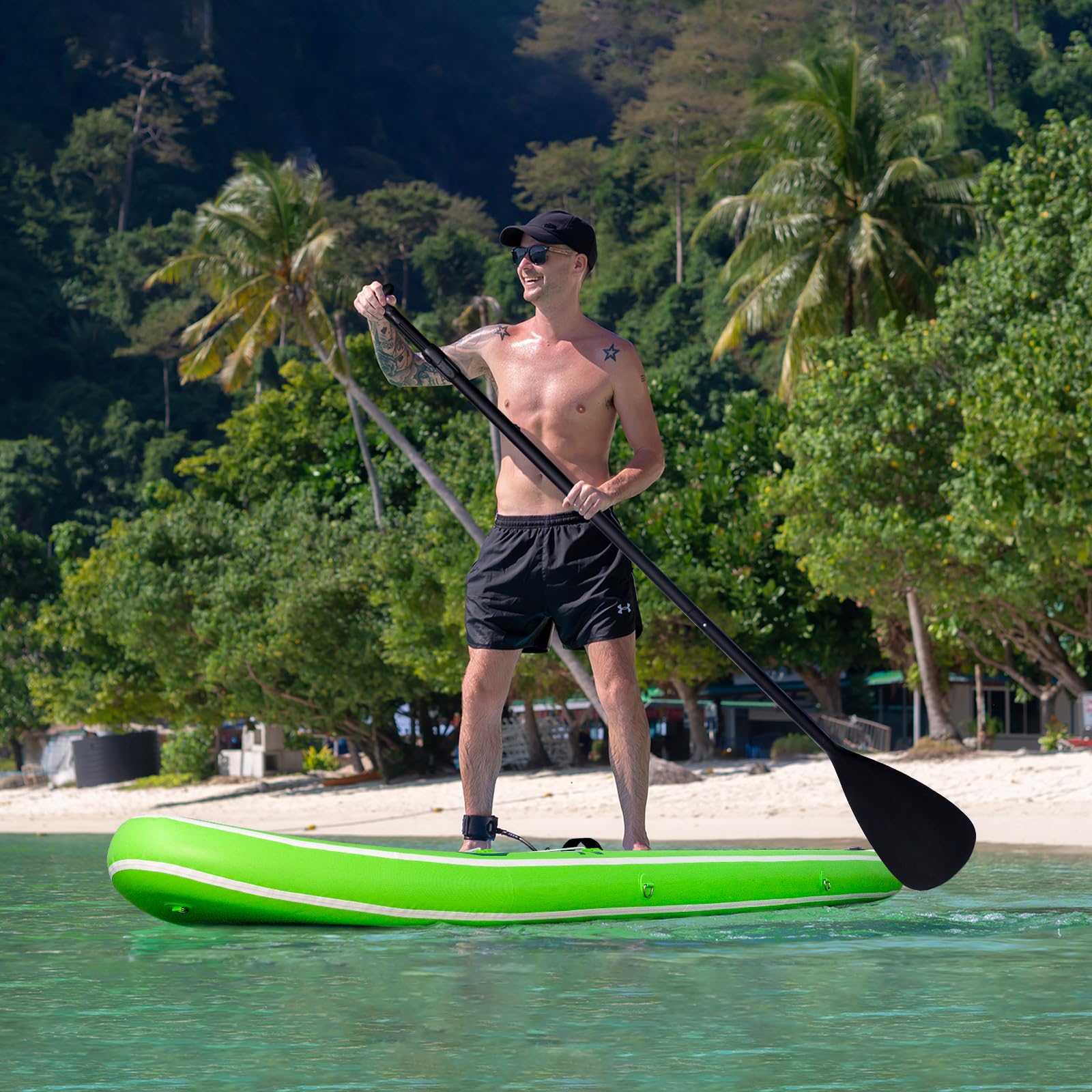 **FEATH-R-LITE Inflatable Stand Up Paddle Board (SUP) for Adults - Lightweight & Durable with Premium Accessories: Pump, Adjustable Paddle, Leash, 3 Fins & Backpack - Perfect for Yoga, Surfing & Lake Adventures**
