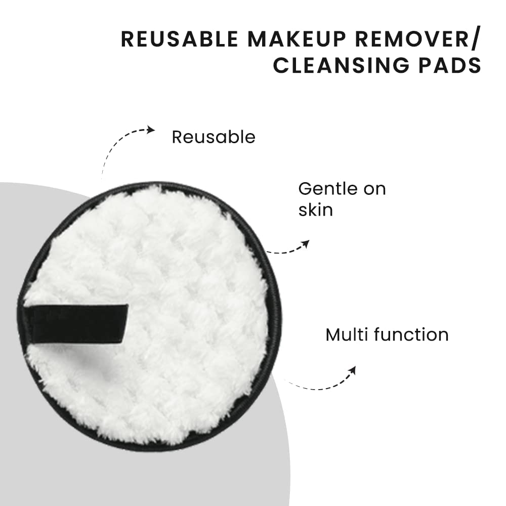 Reusable Makeup Remover Pads - 4 Pack Eco-Friendly Bamboo Facial Cleansing Pads for Eye Makeup & Foundation Removal | Gentle on Sensitive & Dry Skin | Perfect for Travel, Daily Skincare & Sustainable Beauty Routine