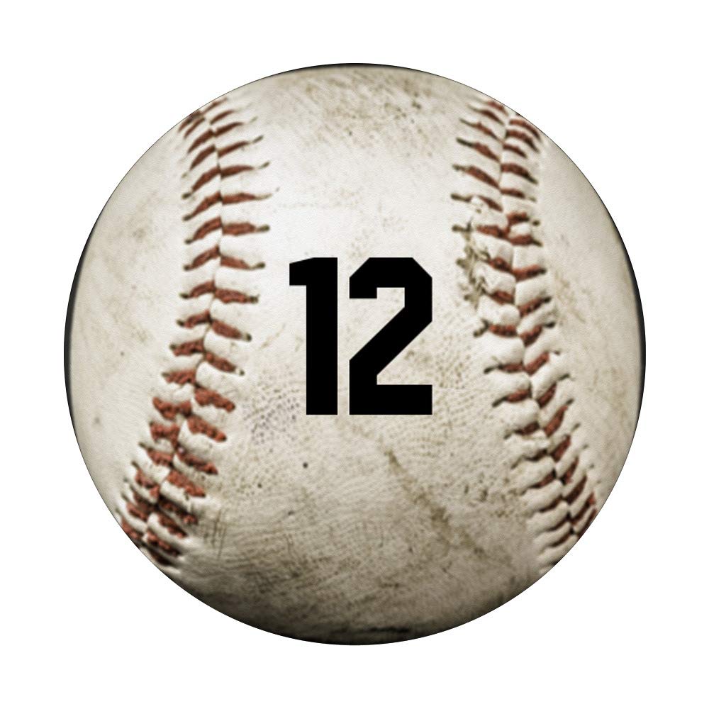#12 Baseball PopSockets PopGrip - Swappable Phone & Tablet Grip for Men, Boys & Kids - Perfect Sports Gift for Baseball Fans & Players - Great for Games, School & Everyday Use