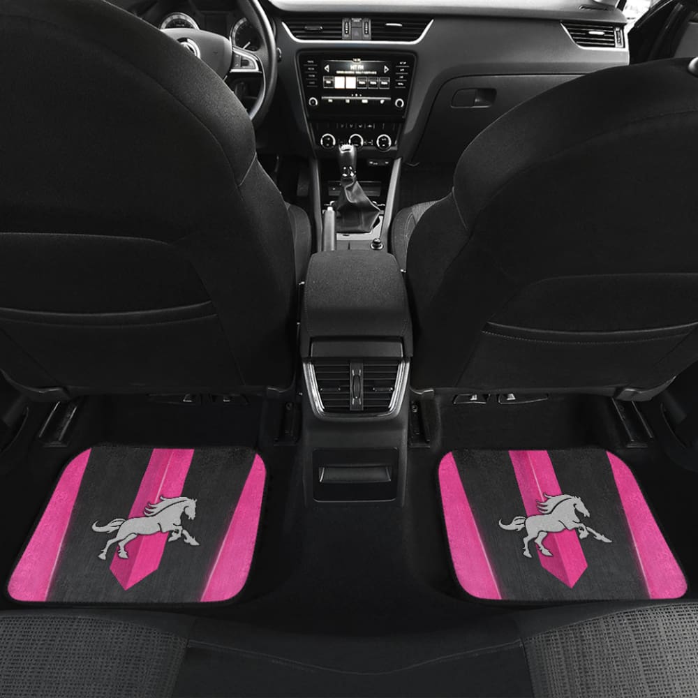 Premium Dark Pink Mustang Horse Custom Metallic Print Car Floor Mats - Waterproof & Non-Slip for Ford Mustang 2015-2023 Models | Perfect for Sports Cars, Daily Driving & Car Enthusiasts