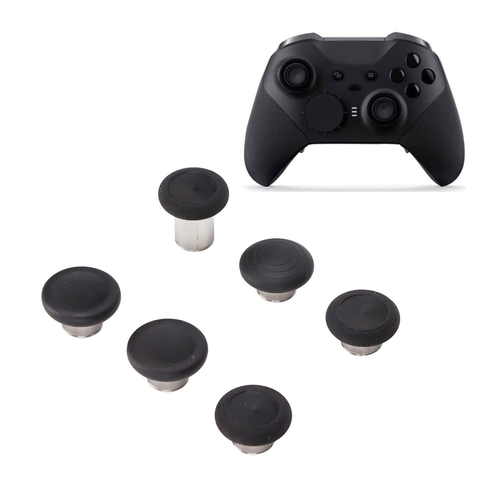 Akozon 6-Pack Elite 2 Controller Thumbsticks - Metal Replacement Joysticks for Xbox One Elite Series 2 Controller - Enhanced Grip for Gaming, FPS, and Competitive Play