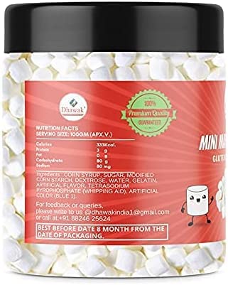 AOZA Dhawak Mini Marshmallows - Vanilla Mist Flavor - 150g | Jar Packaging | Perfect for Hot Chocolate, Baking & Party Snacks