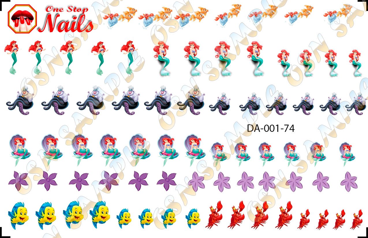 Clear Vinyl Peel and Stick Nail Decals - The Little Mermaid Ariel V1A - Waterproof Nail Stickers for Manicure, DIY Nail Art, Party & Cosplay
